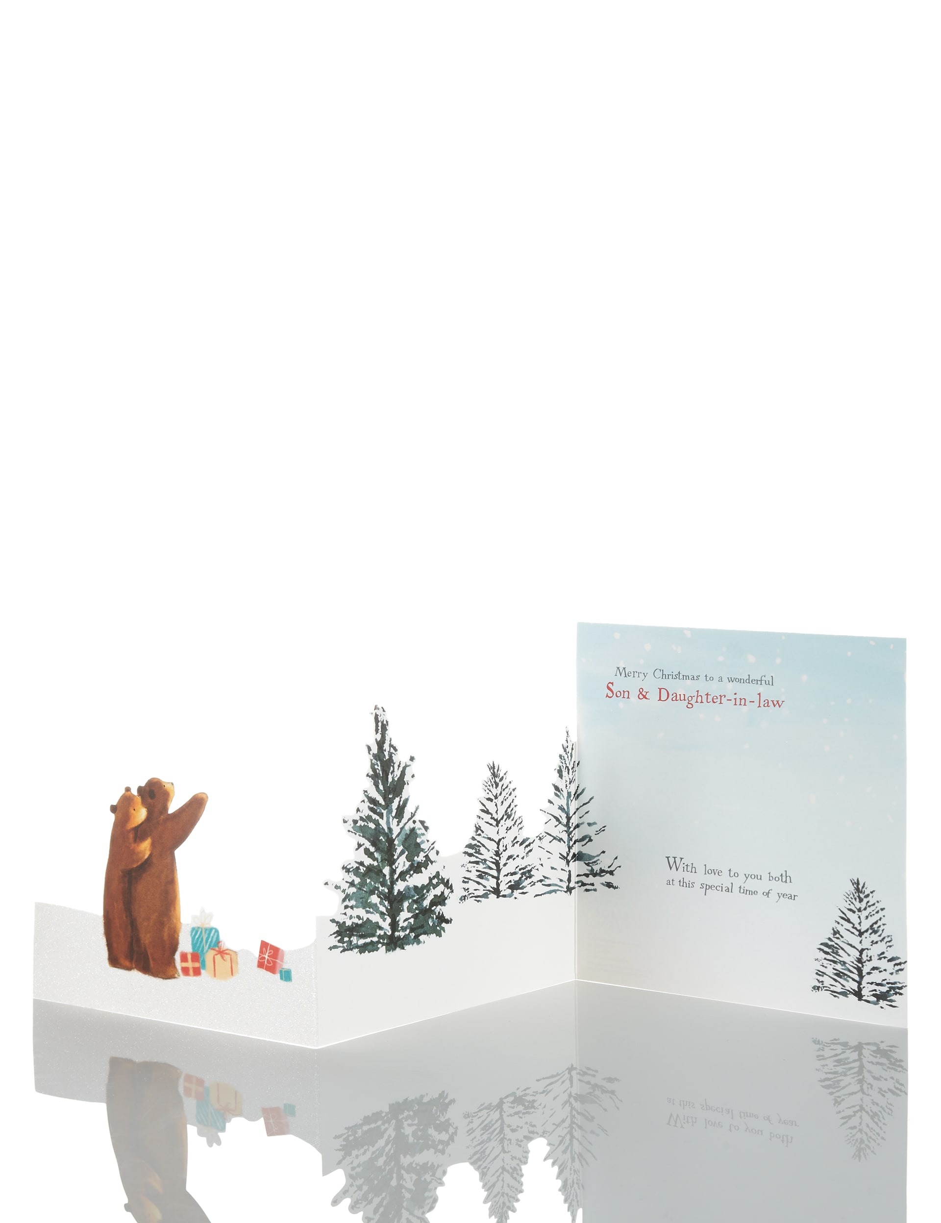 Son and Daughter-In-Law Bear Festive Scene Christmas Card Image 2 of 3