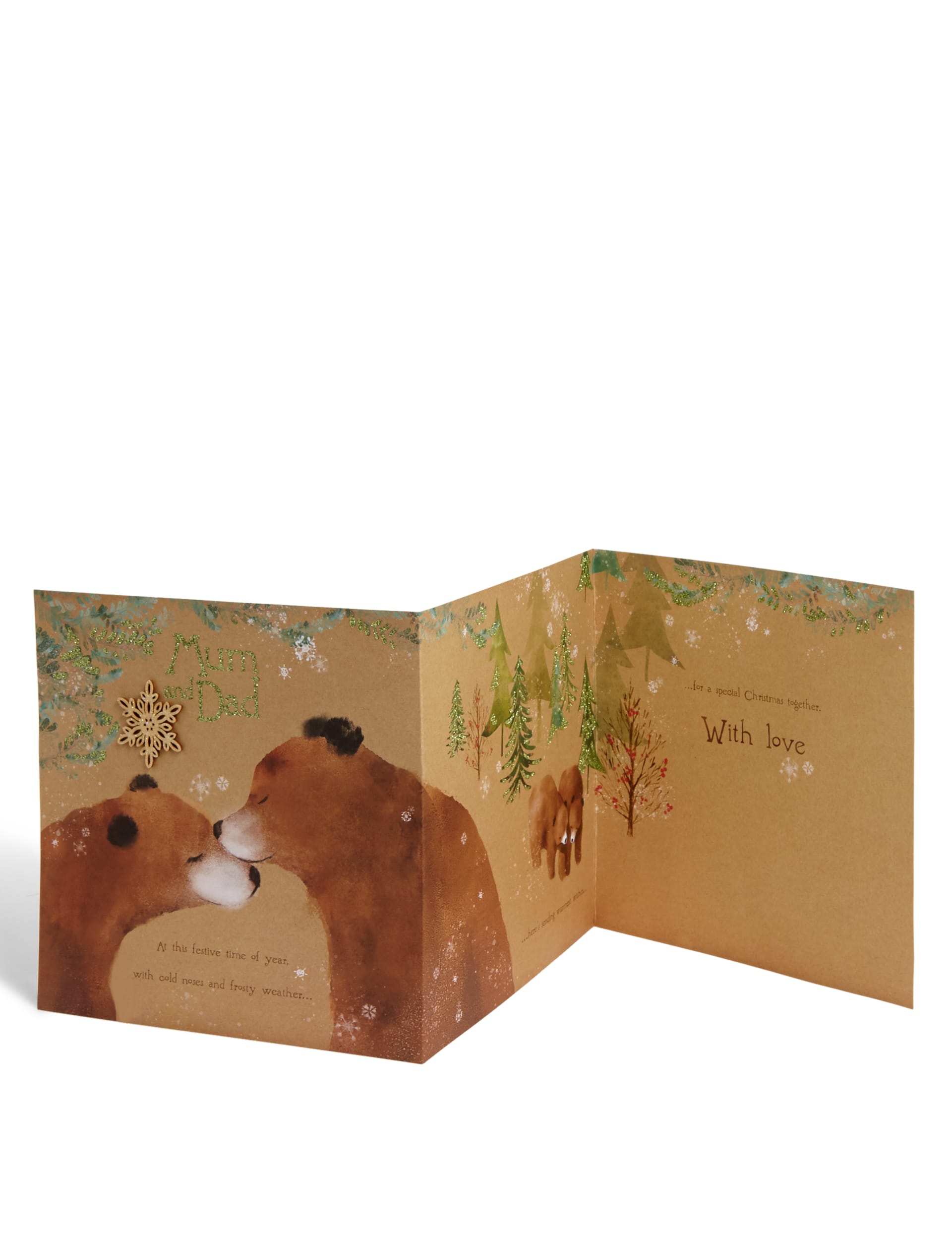 Mum & Dad Illustrated Bears Christmas Card Image 2 of 4