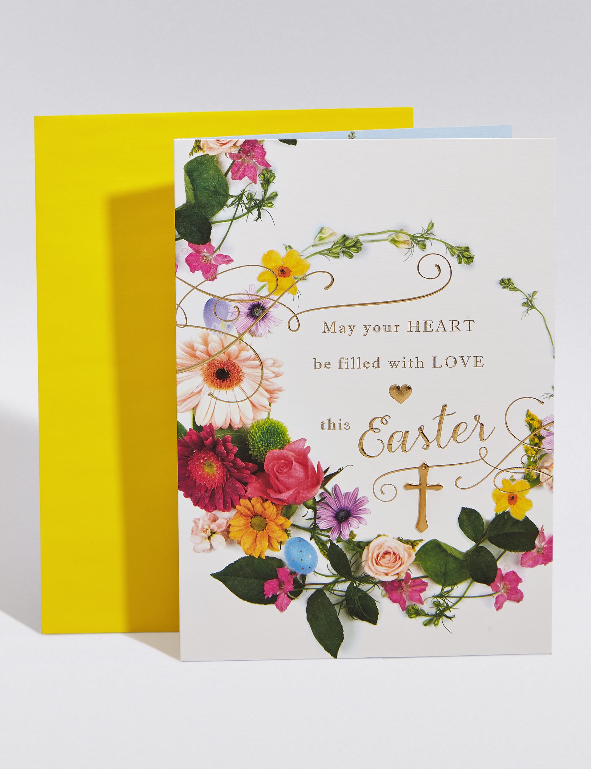 Floral Gold Cross Easter Card Image 1 of 2