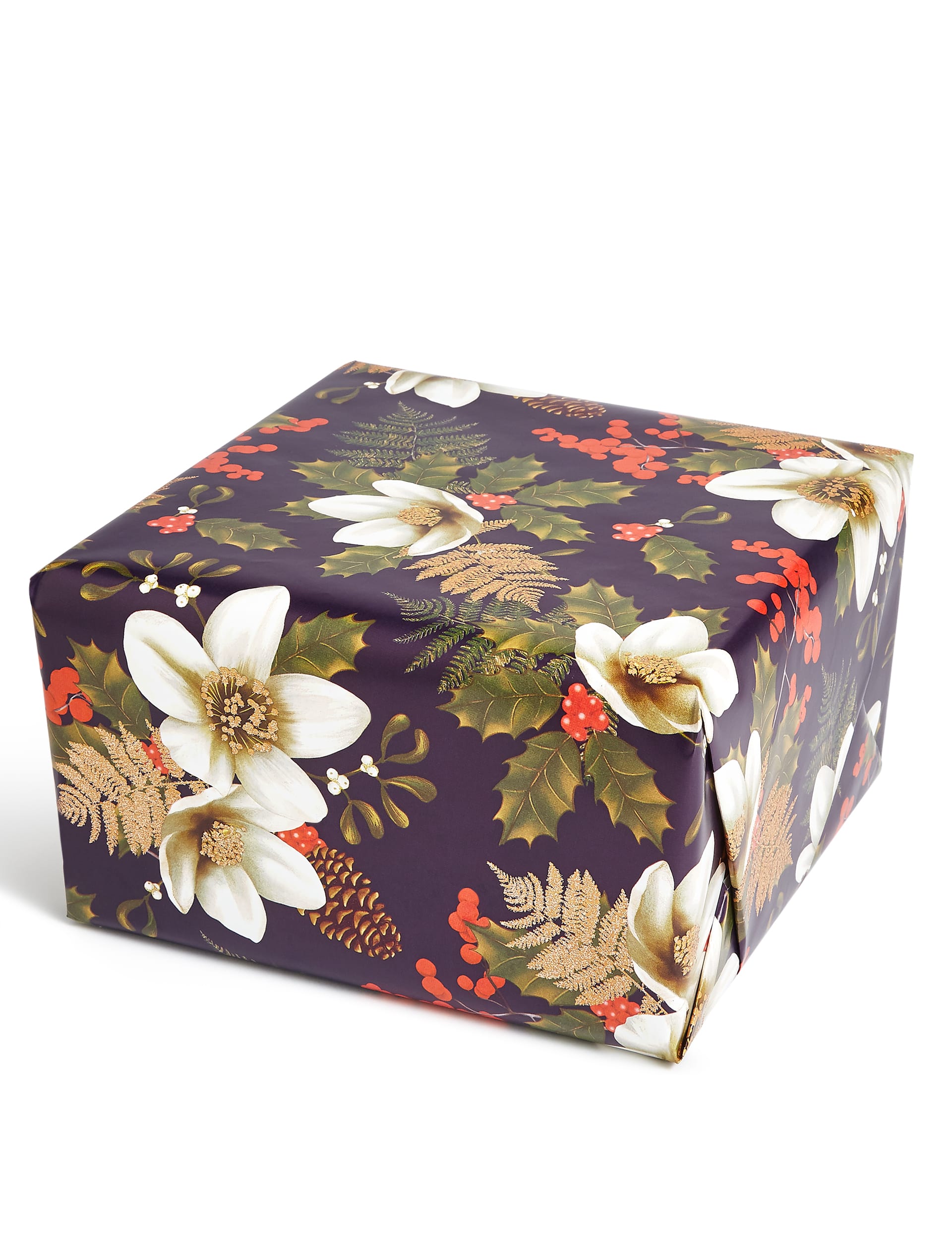 Festive Opulence Floral Glitter 3m Christmas Wrapping Paper Image 2 of 4