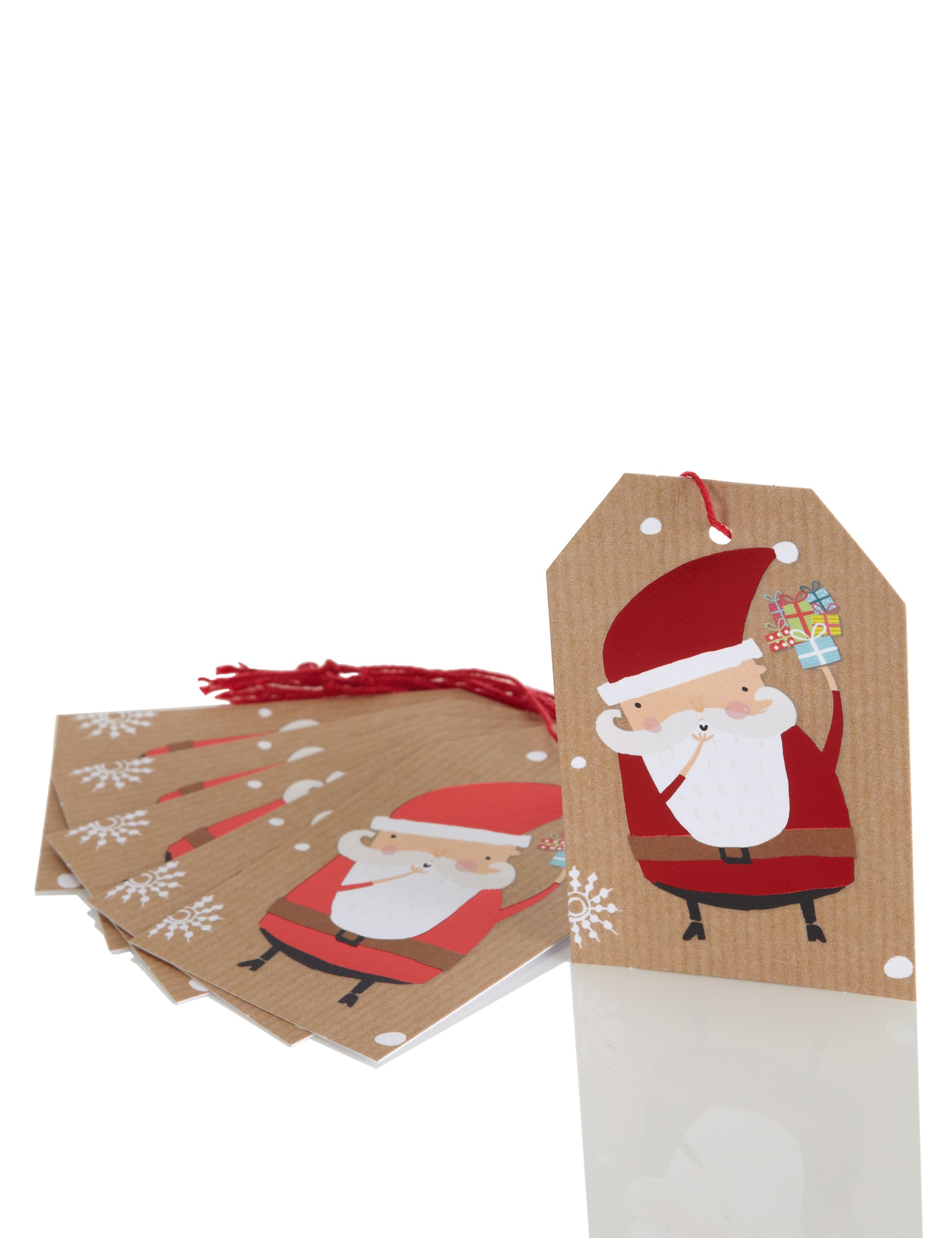 6 Kraft Santa Christmas Gift Tags Image 1 of 1