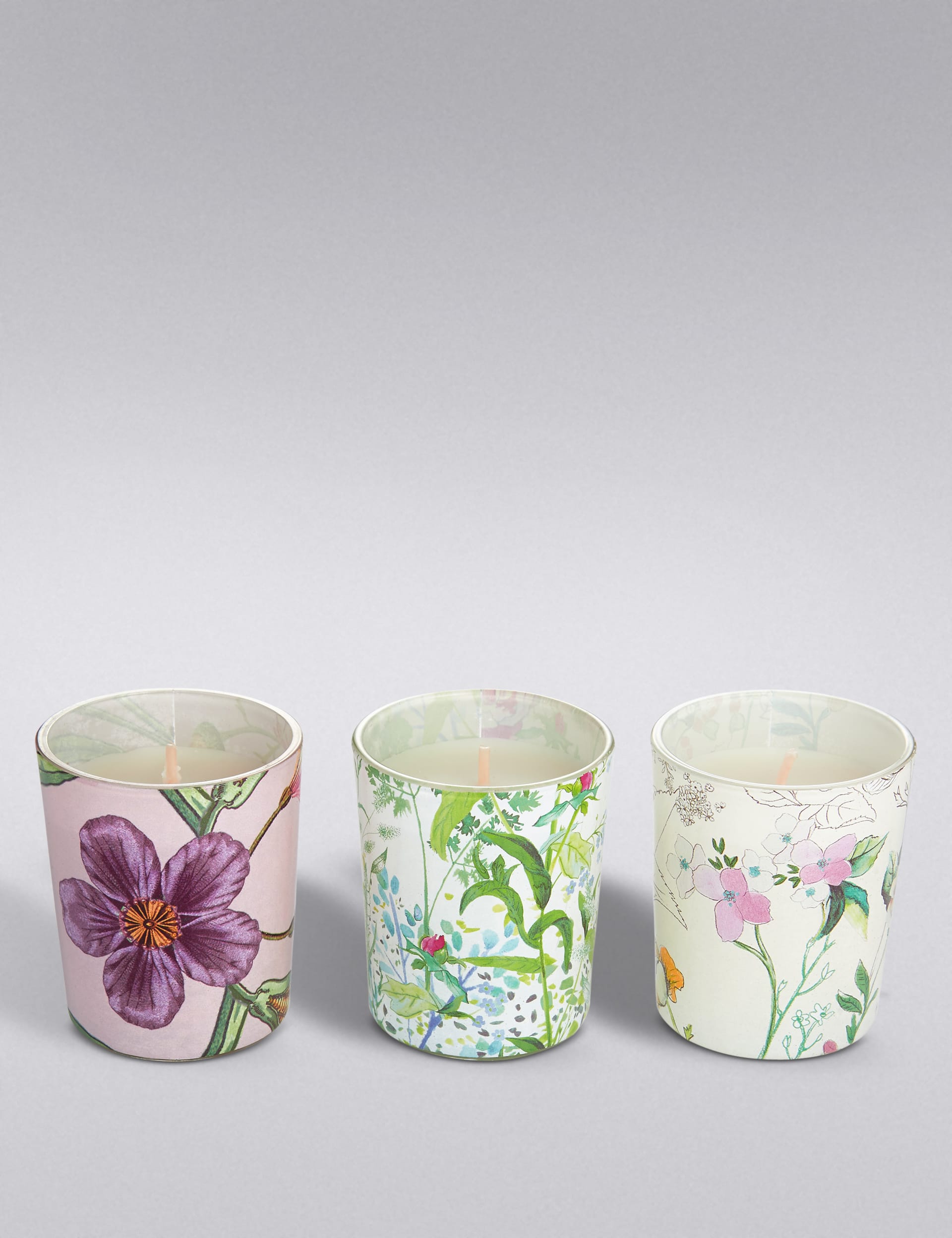 3 Floral Scented Votive Candles Image 1 of 2