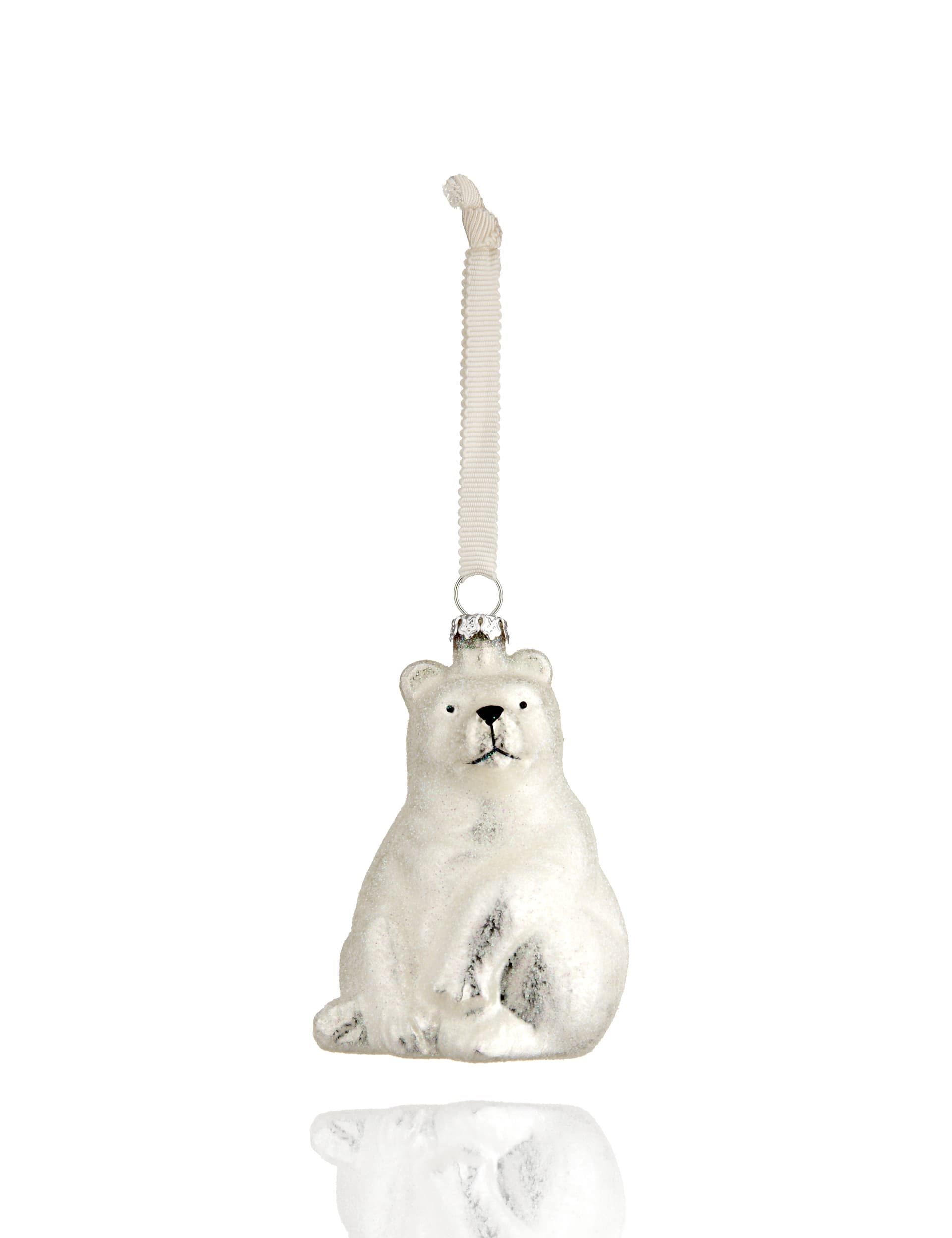 Glass Polar Bear Christmas Decoration Image 1 of 1