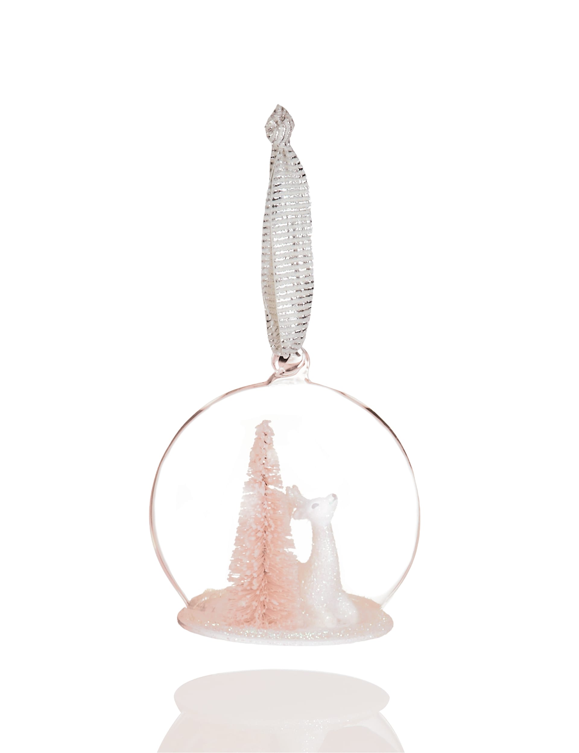 Glittering Stag Glass Christmas Bauble Image 1 of 2