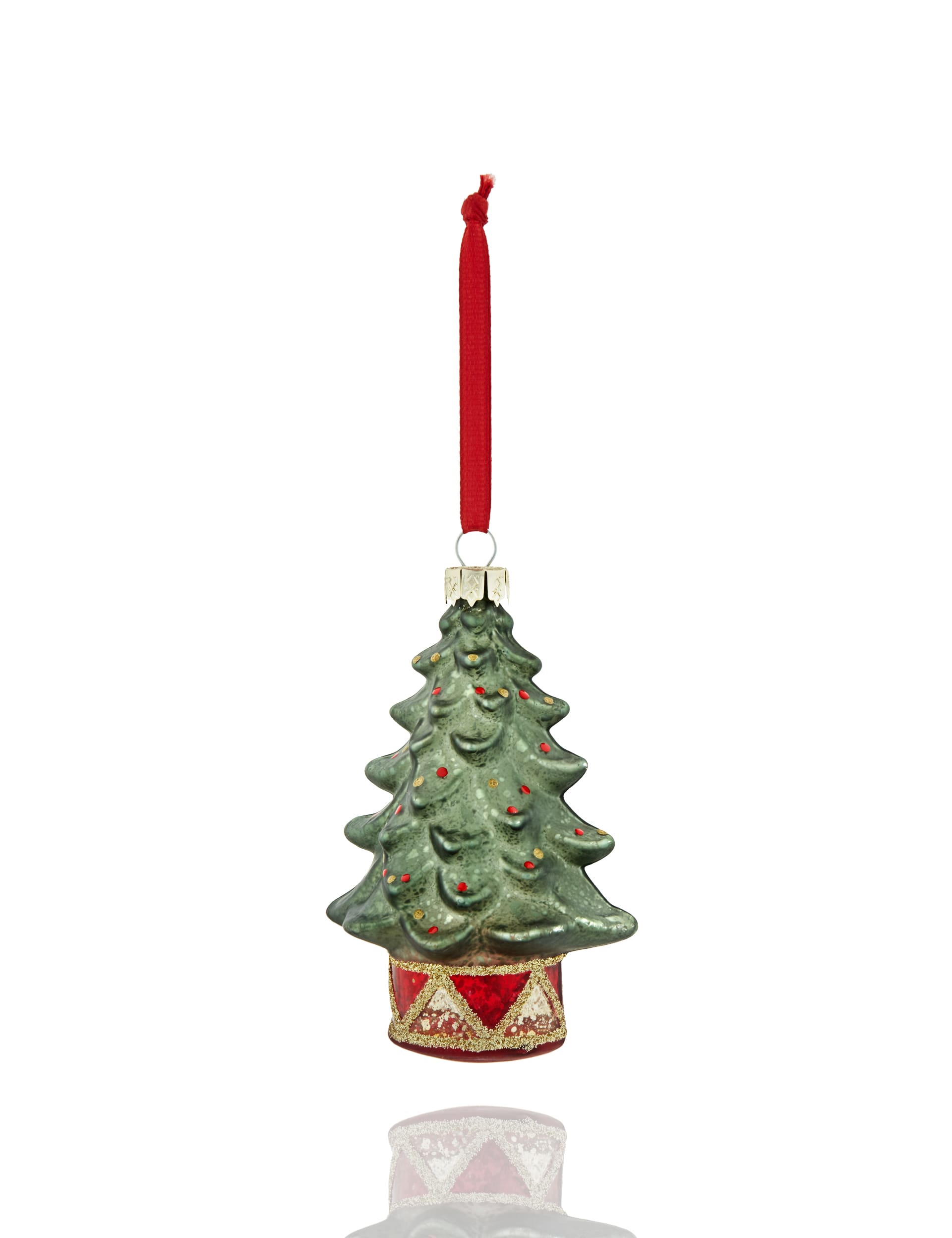 Green Glass Christmas Tree Decoration Image 1 of 1