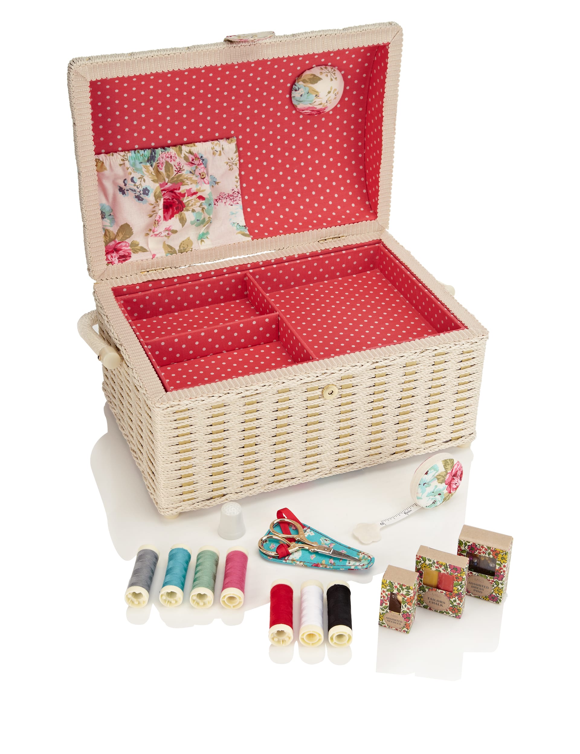 Filled Fabric Sewing Basket Image 1 of 2