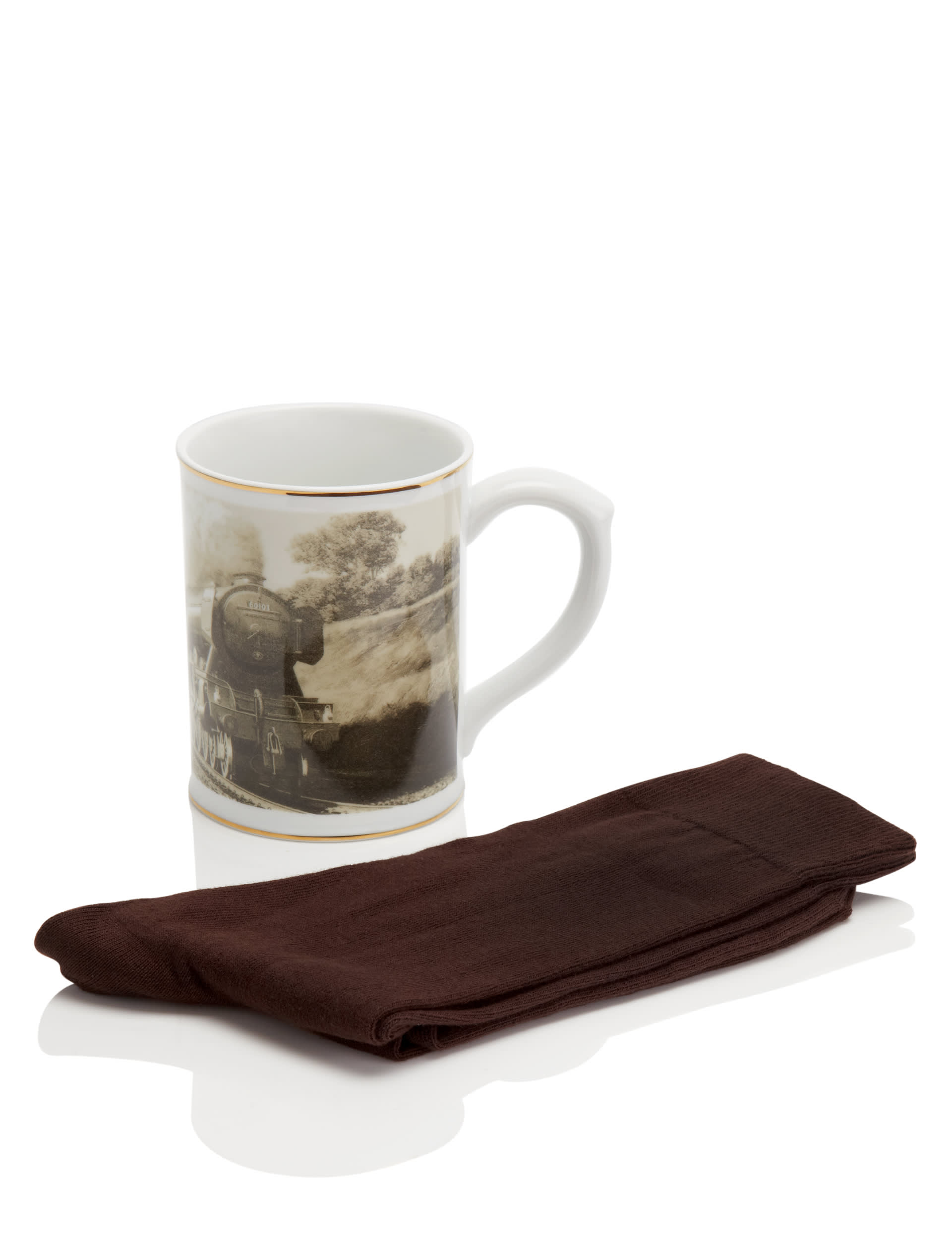 Sepia Train Mug & Socks Set Image 1 of 1