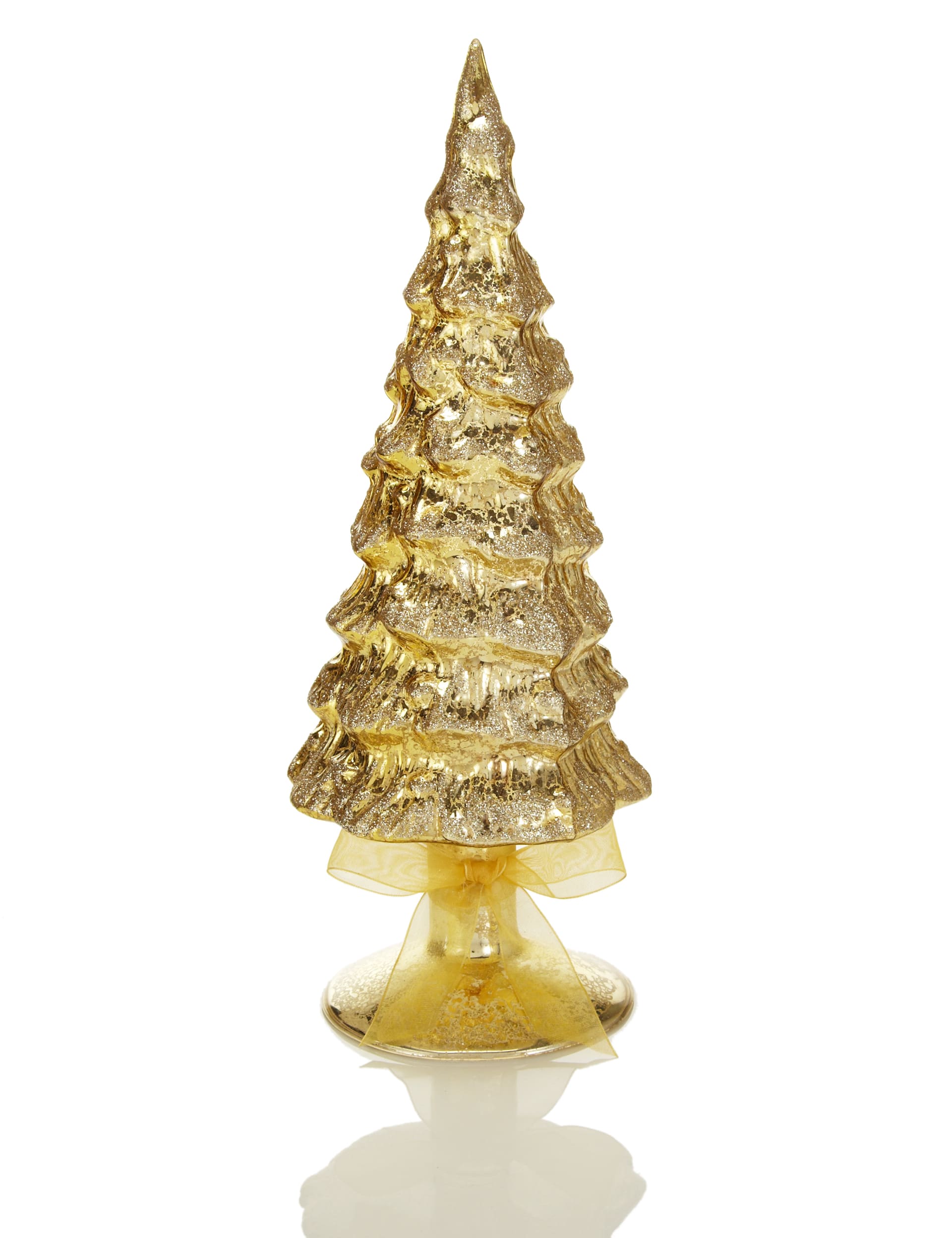 Gold Effect Glass Tree Christmas Decoration Image 1 of 1