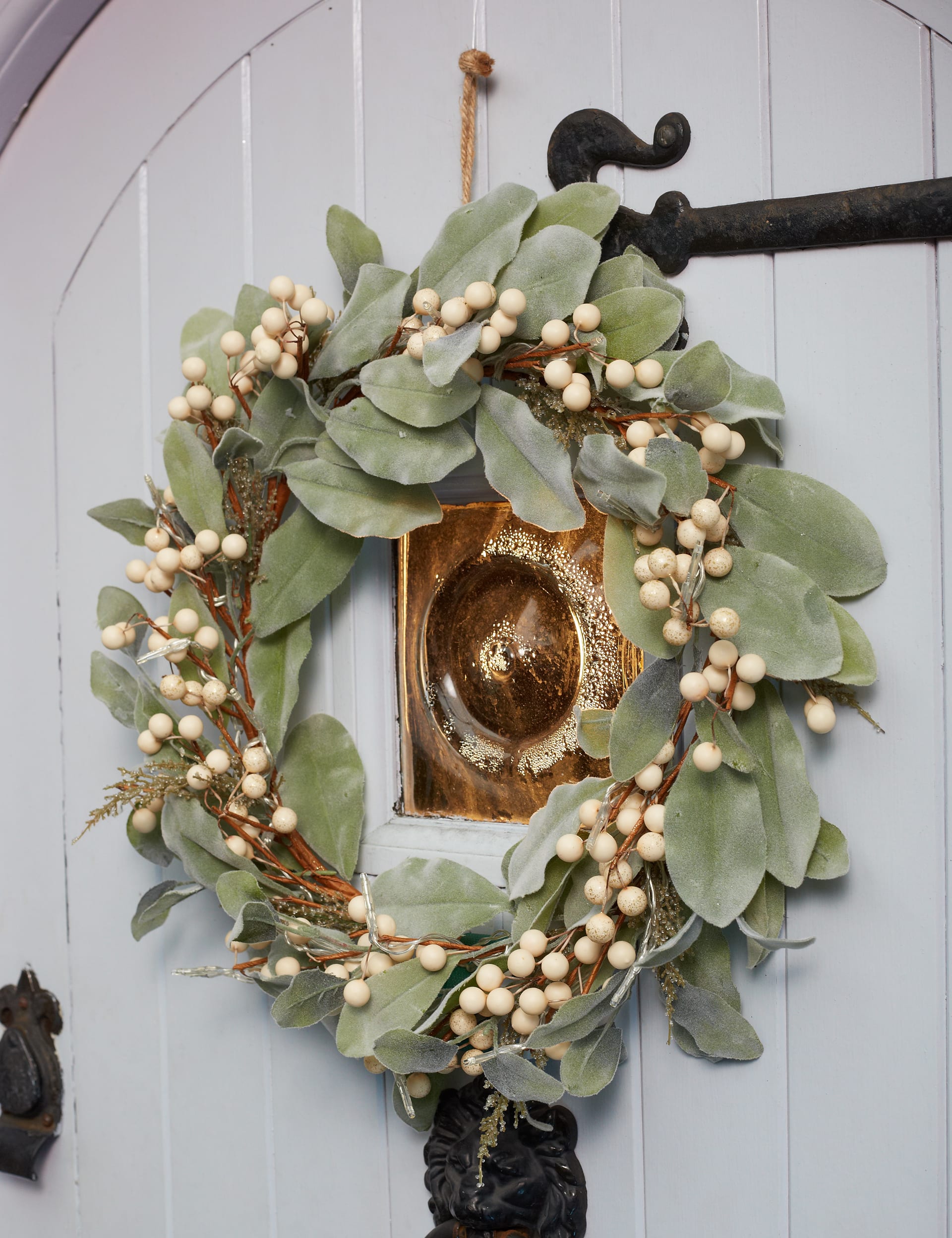 White Berry Pre-Lit Wreath Image 2 of 6