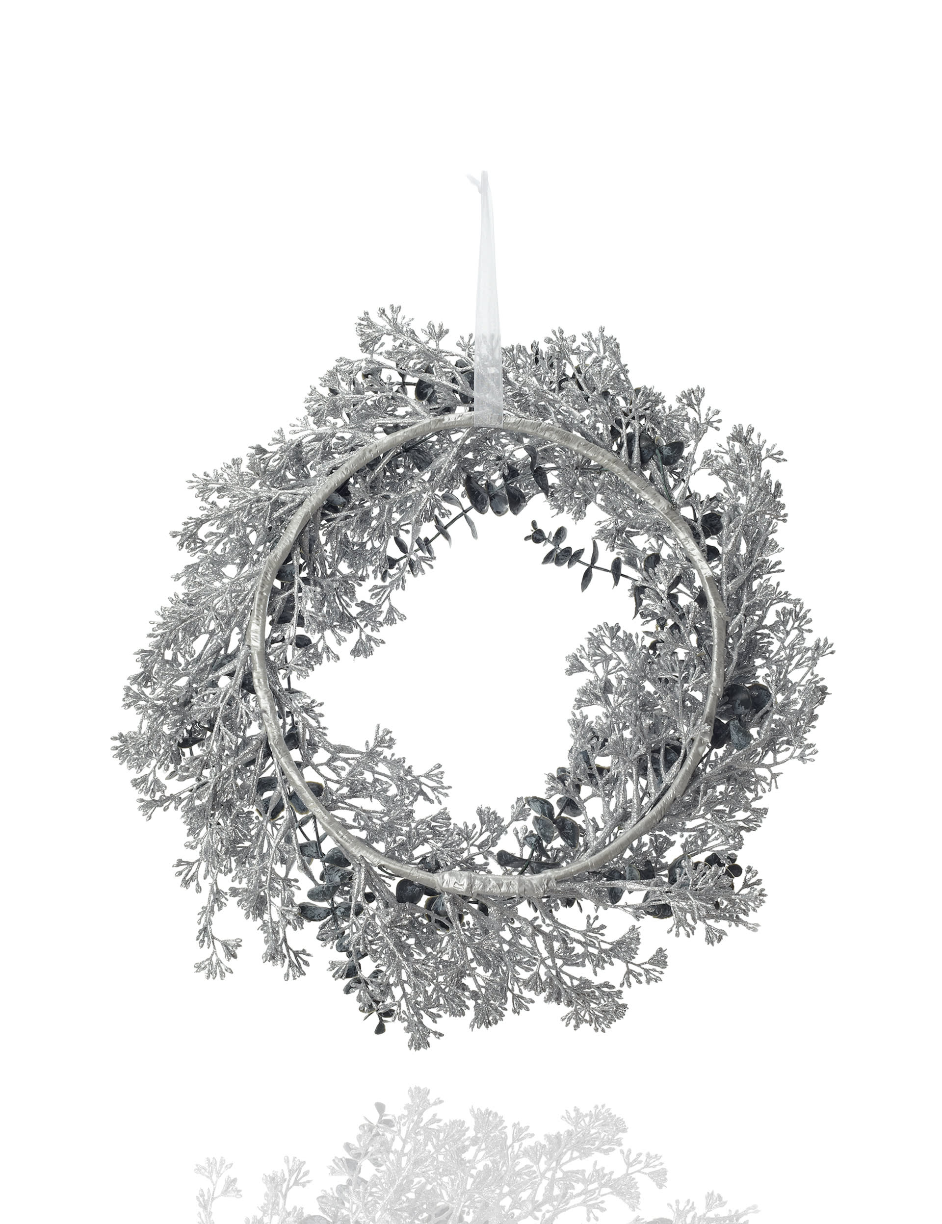 Festive Silver Christmas Wreath Image 1 of 2