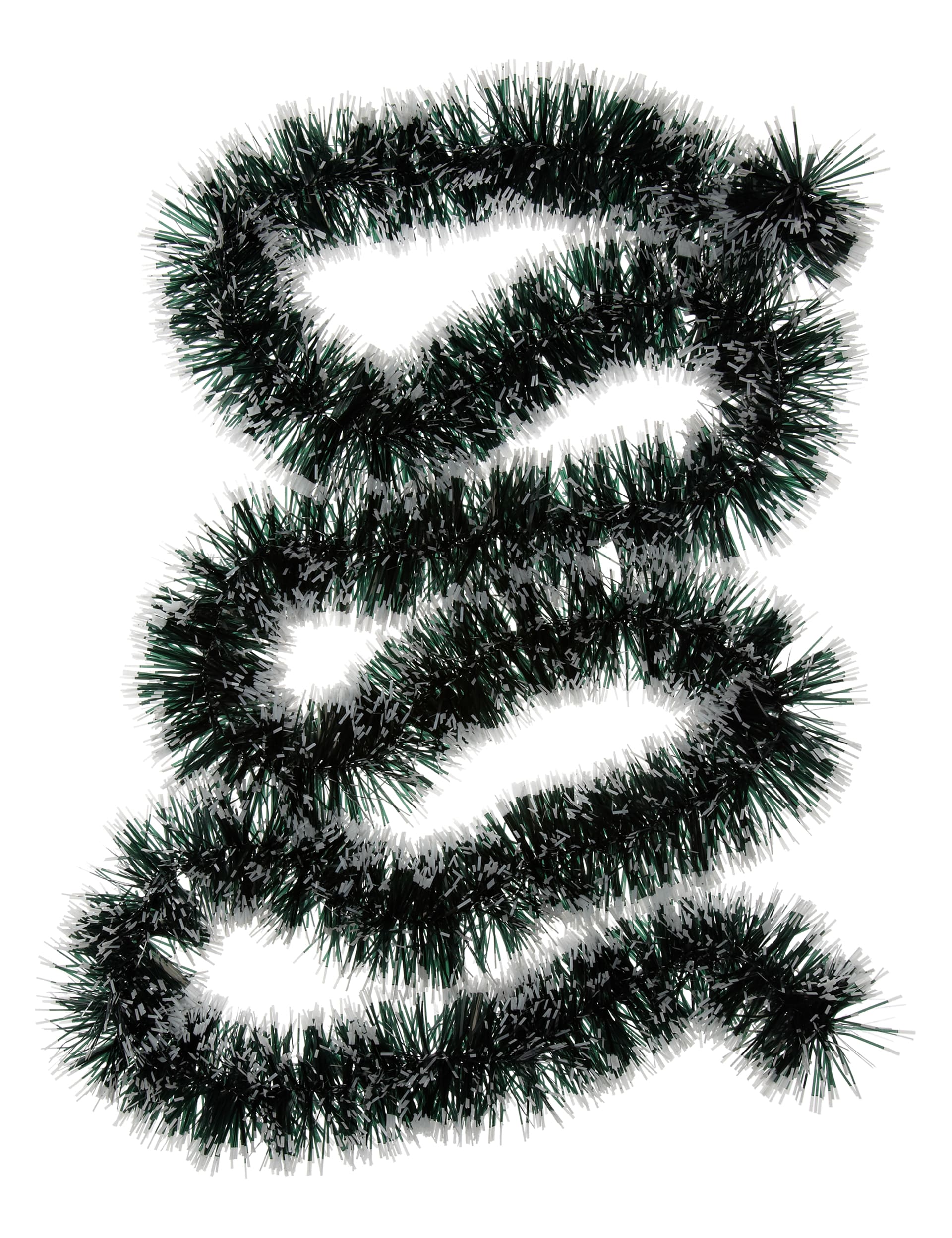2 x 2m Forest Green and White Tipped Christmas Tinsel Image 1 of 2