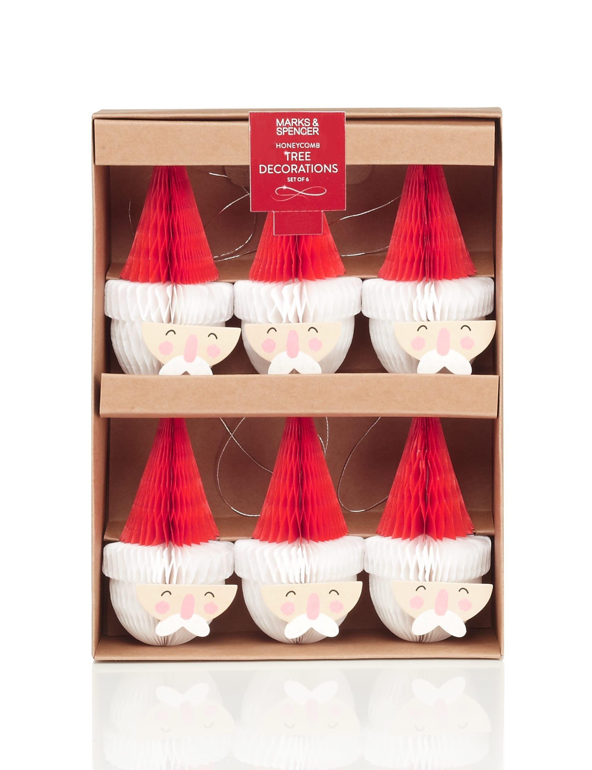 6 Santa Honeycomb Christmas Decorations Image 1 of 2