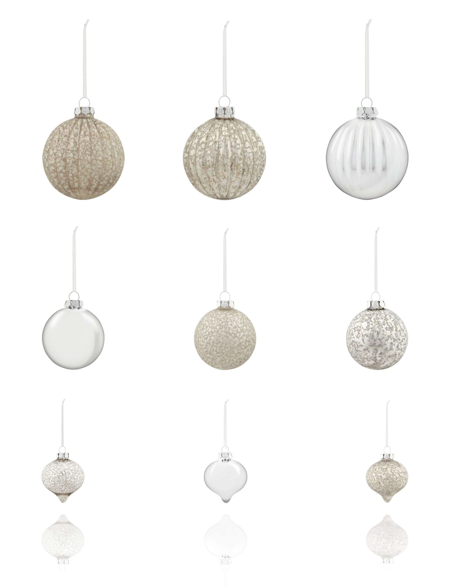 18 Silver Effect Glass Christmas Baubles Image 1 of 2