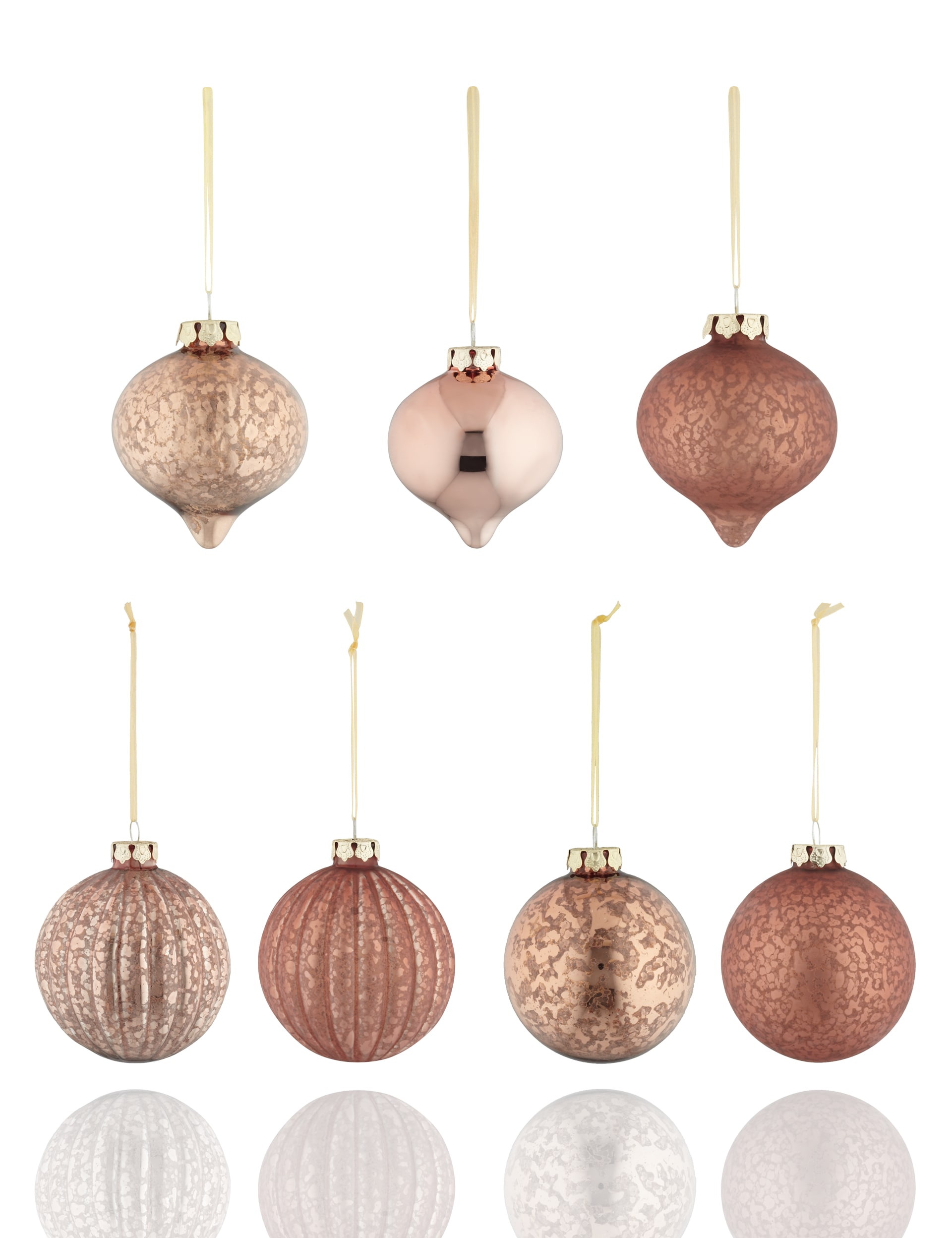 9 Copper Glass Christmas Baubles Image 1 of 2