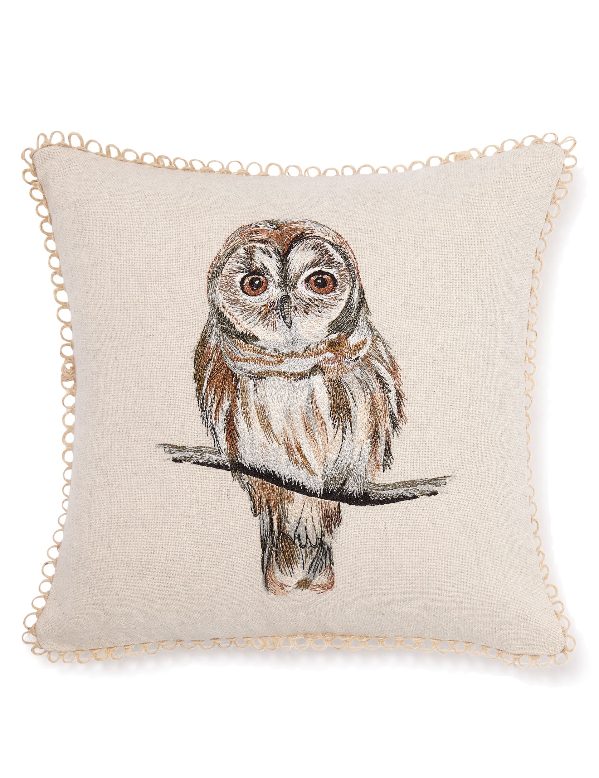 Owl Embroidered Cushion Image 1 of 2