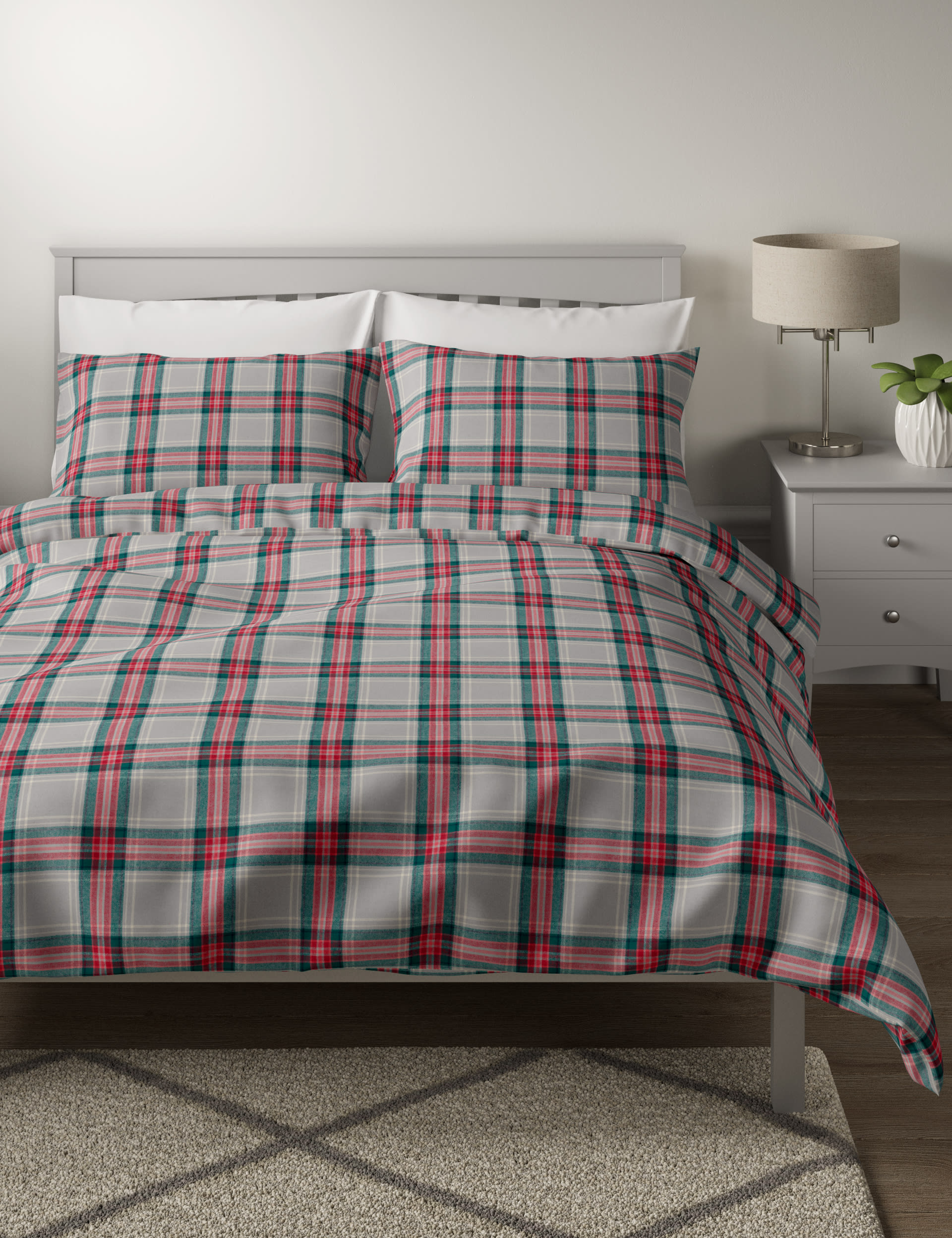 Brushed Cotton Checked Bedding Set | M&S