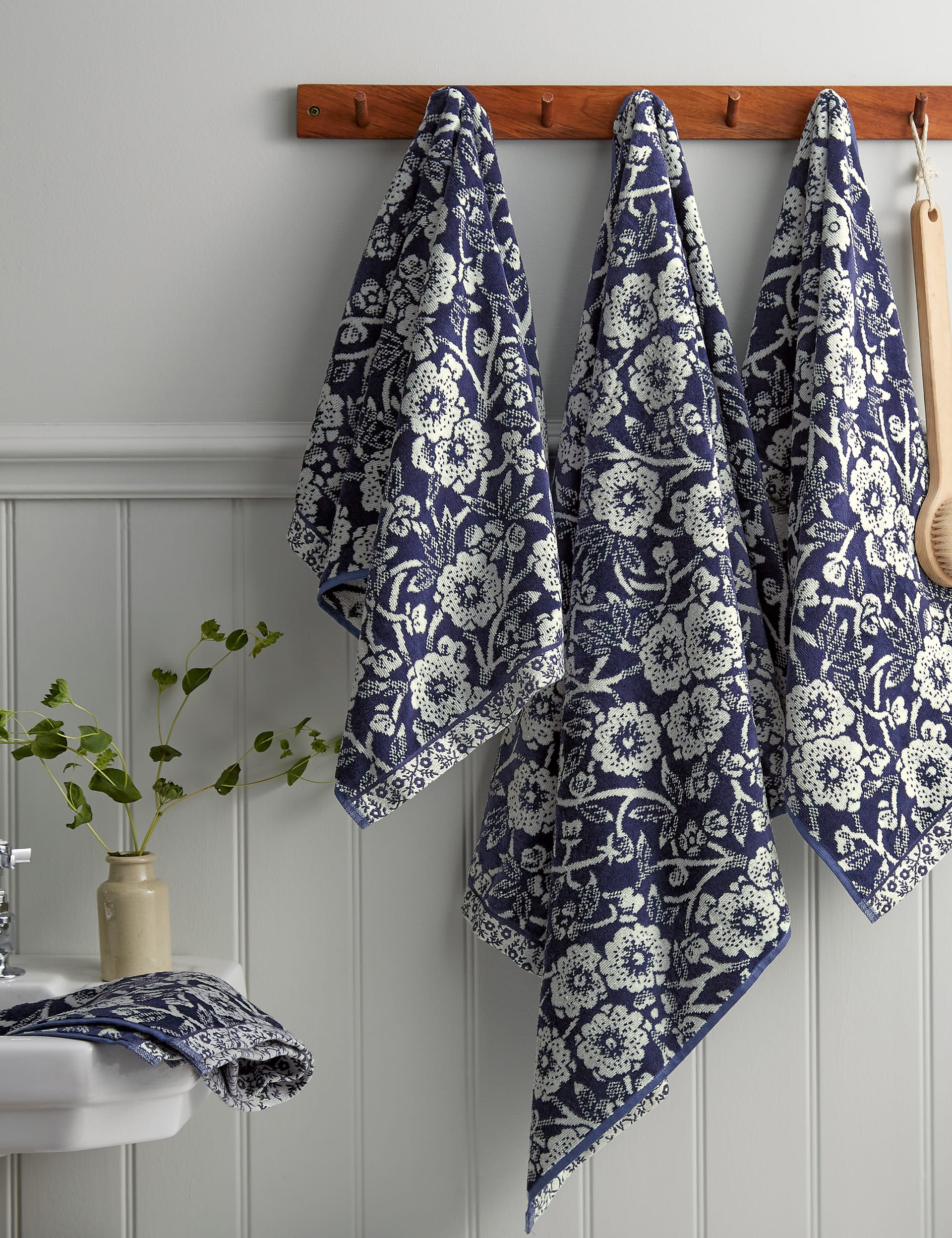 Pure Cotton Calico Floral Towel by Burleigh X Bedeck Of Belfast at M&S