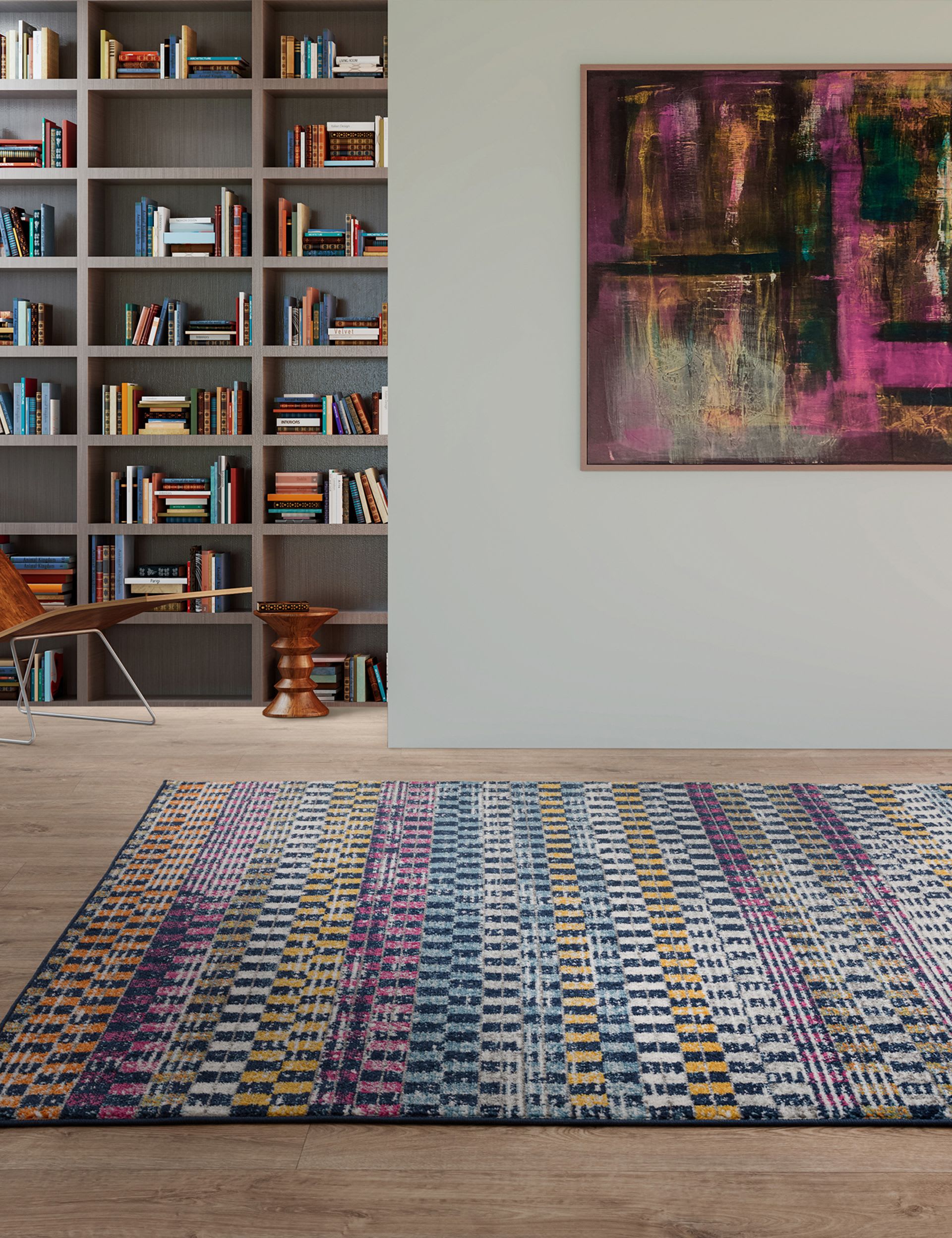 Muse Check Bright Woven Rug | Asiatic | M&S