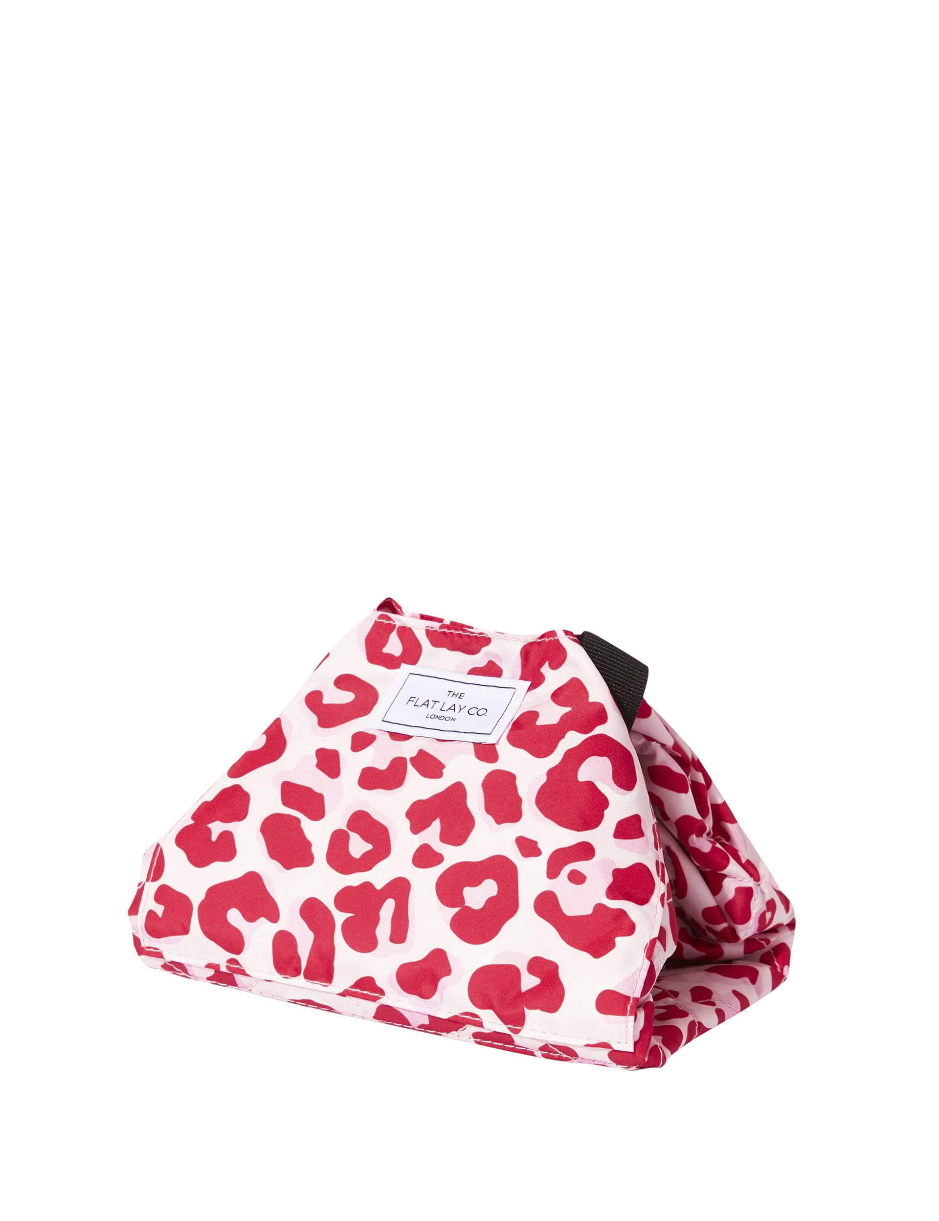 The Flat Lay Co. Open Flat Makeup Bag Pink Leopard Travel Organiser 52cm