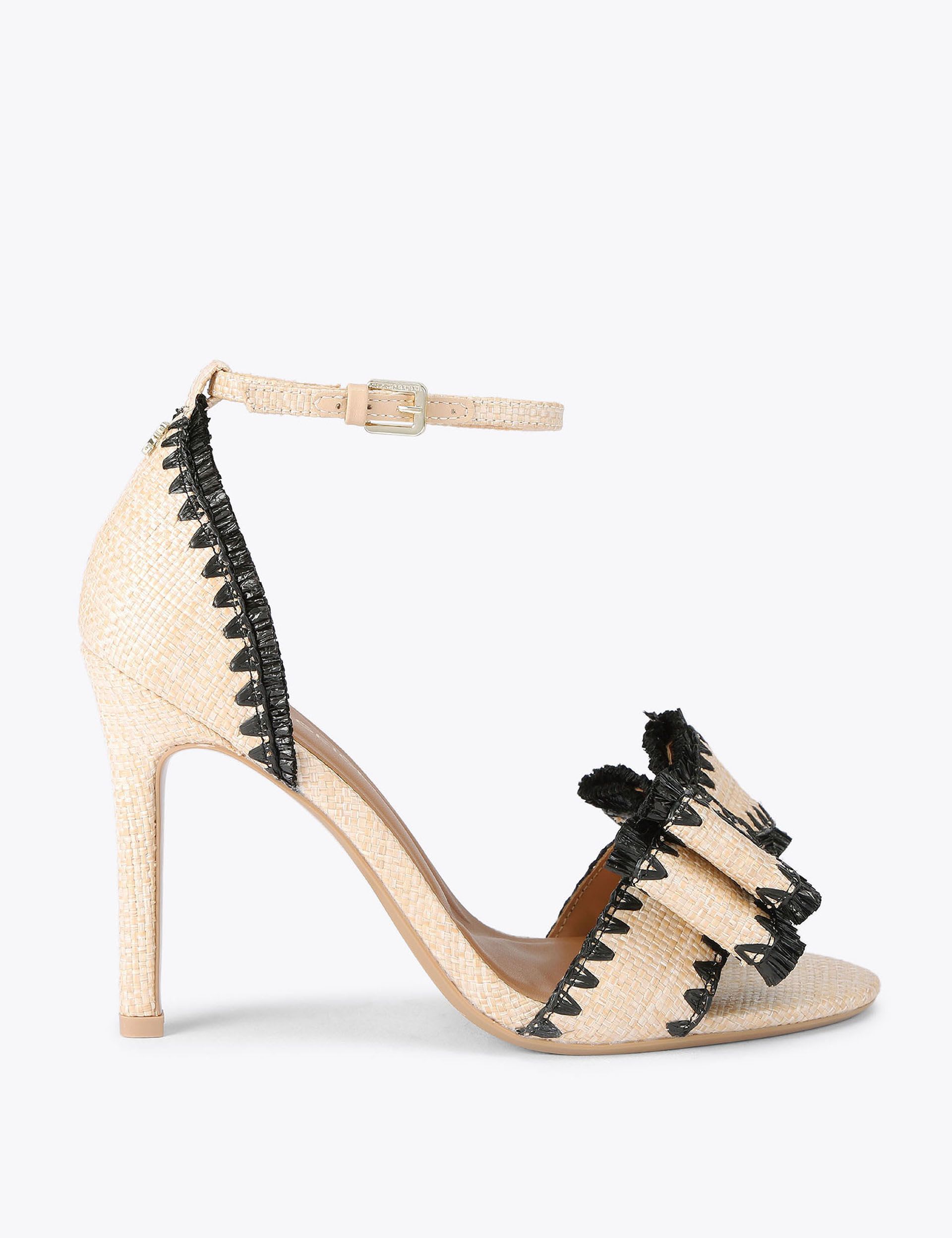 Raffia Bow Stiletto Heel Sandals
