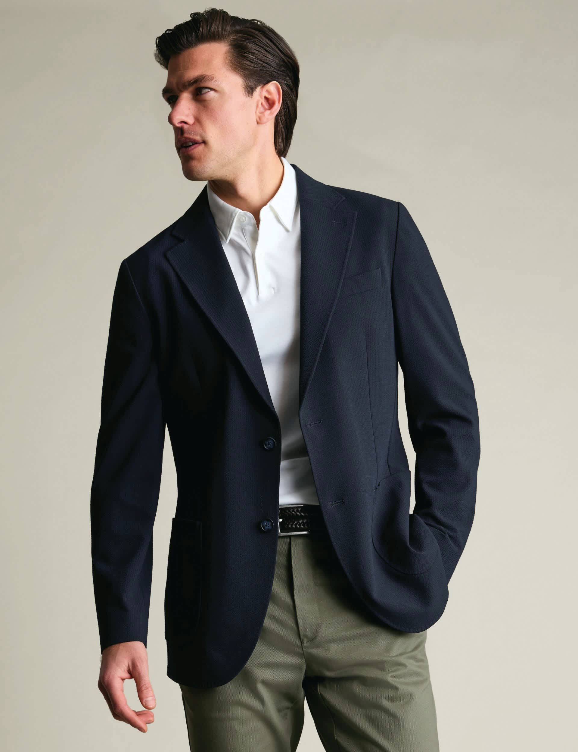 Slim Fit Seersucker Single Breasted Jacket by Charles Tyrwhitt at M&S