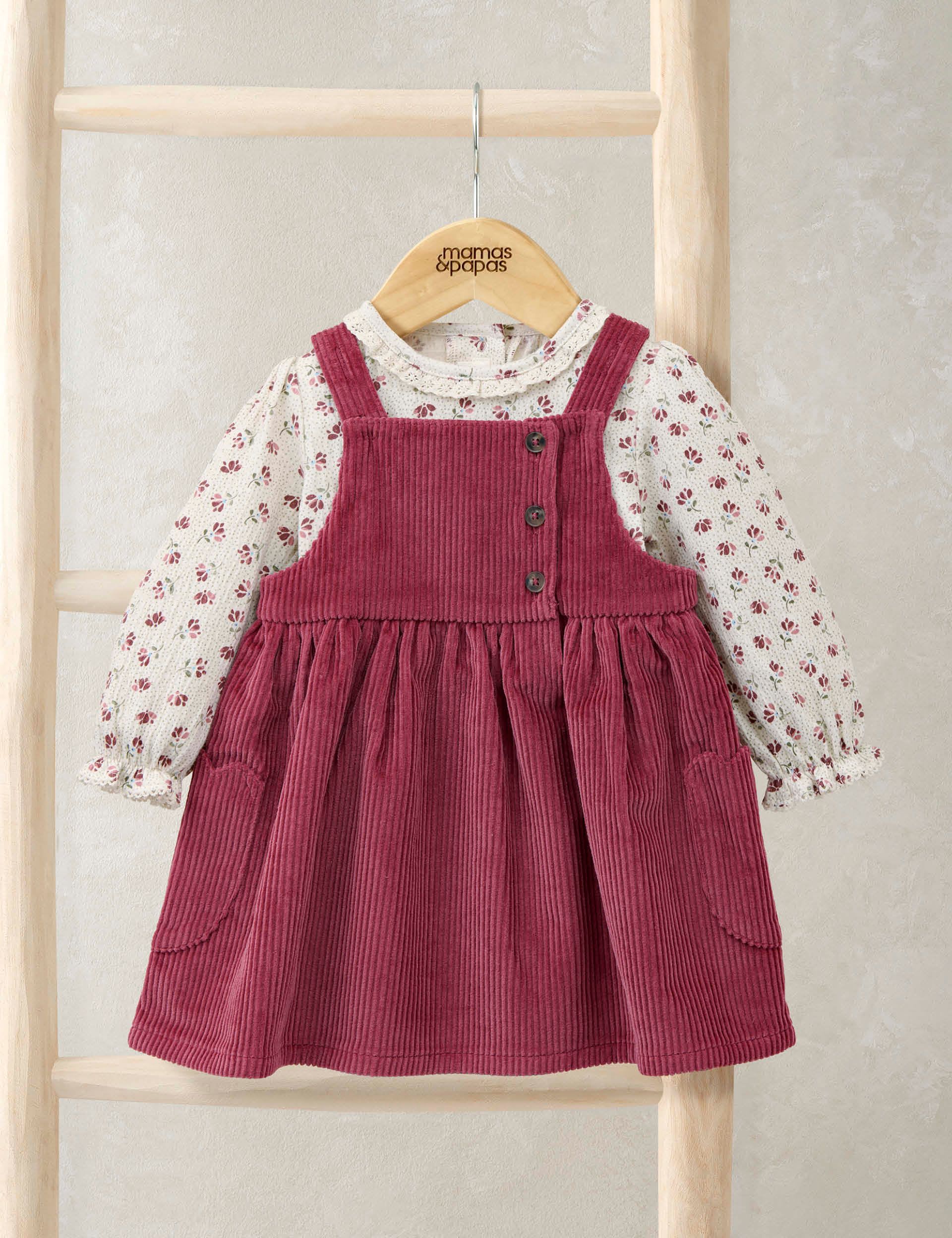 2pc Cotton Rich Floral Dress and Bodysuit Outfit (0-18 Mths) | Mamas & Papas | M&S