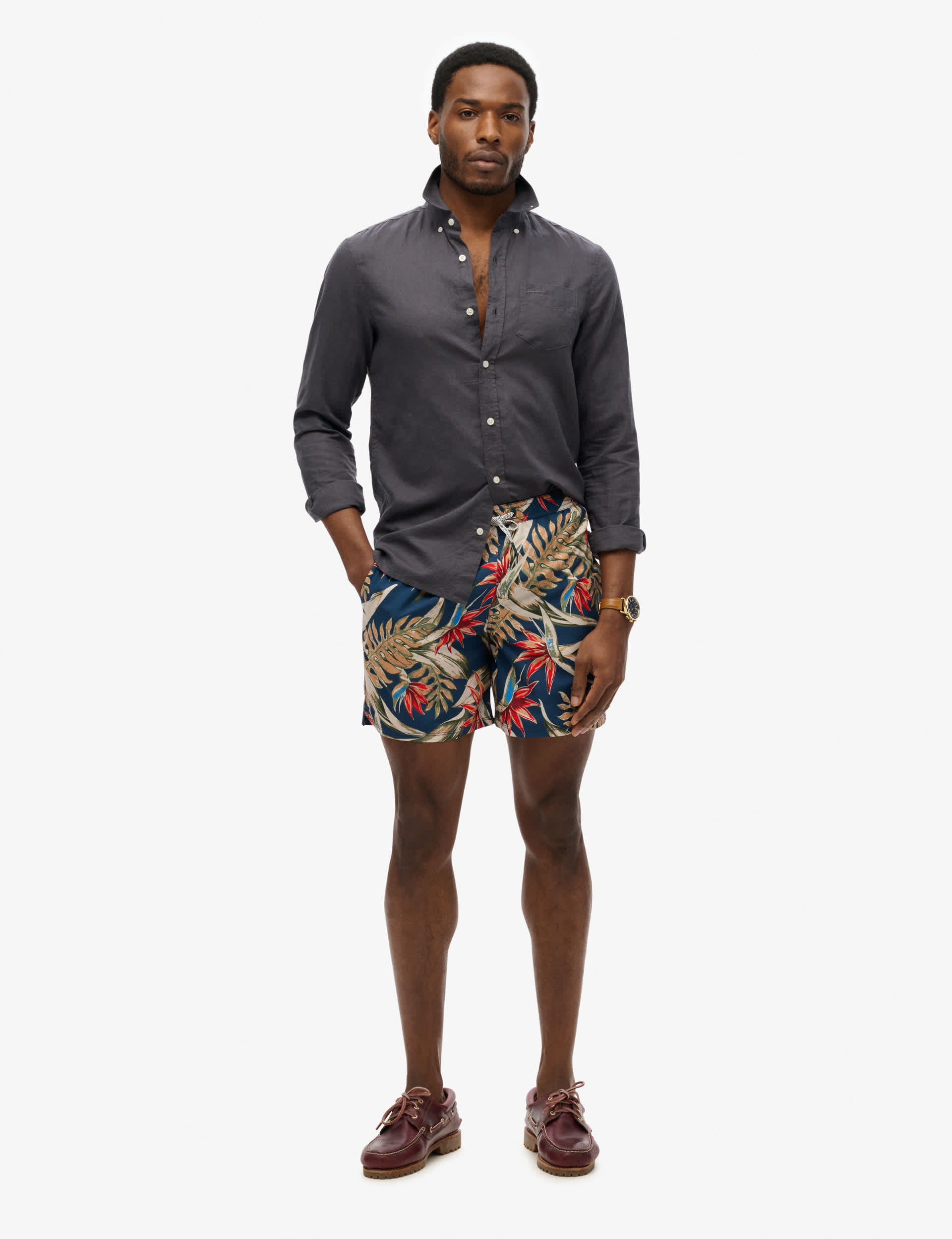 HAWAIIAN PRINT SWIM SHORT