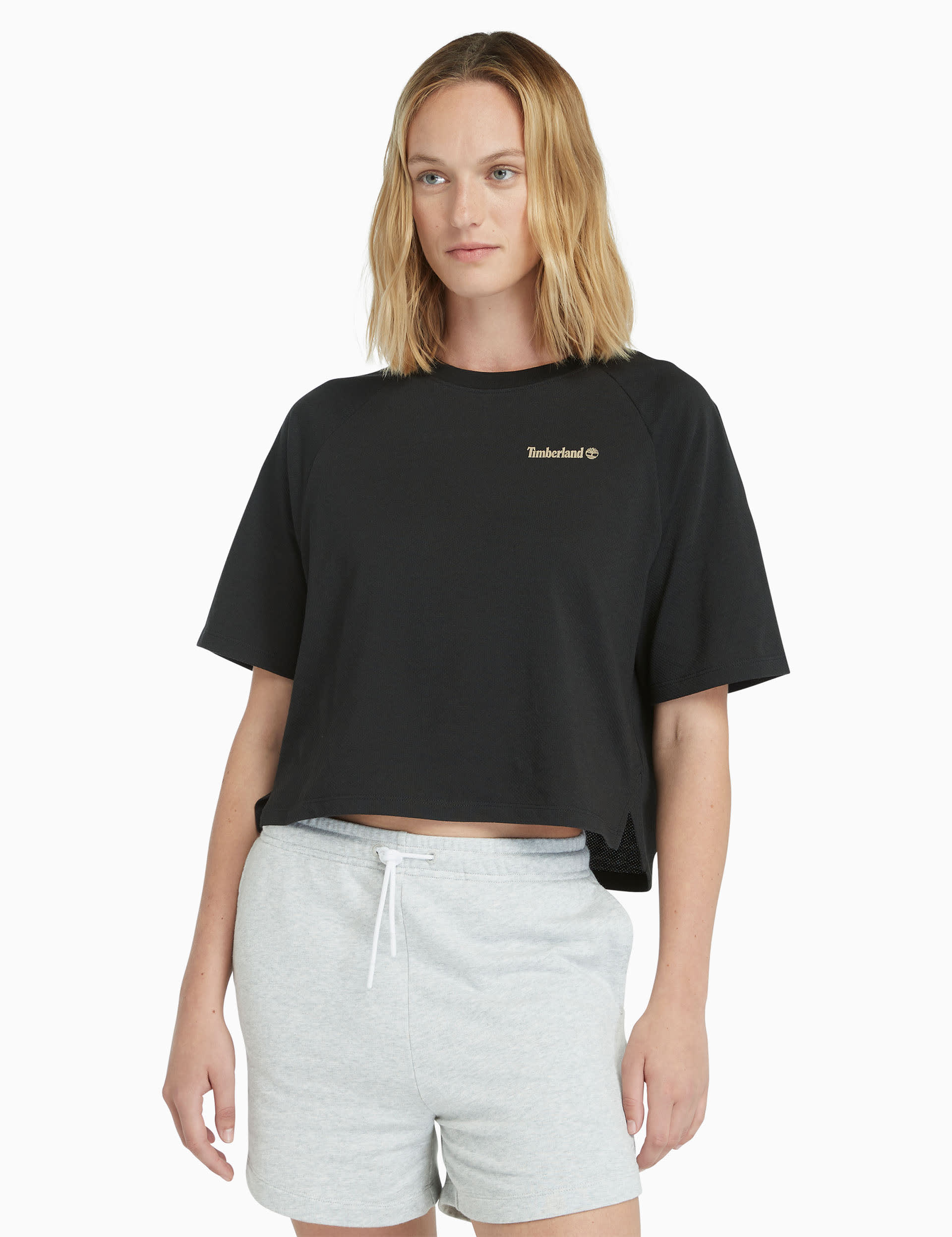 Cotton Blend Crew Neck Cropped T-Shirt | Timberland | M&S