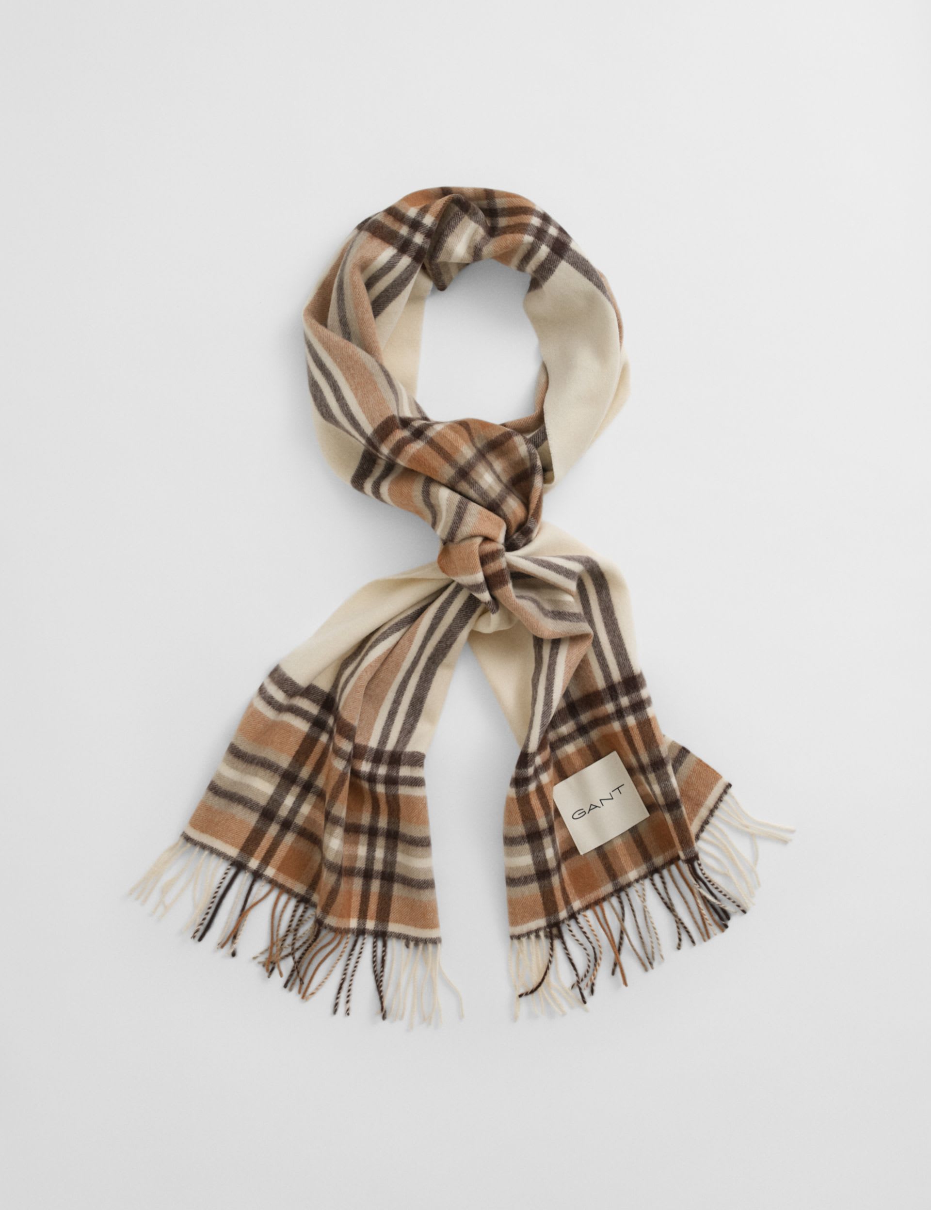 Gant Men Orange Pure Wool Checked Scarf