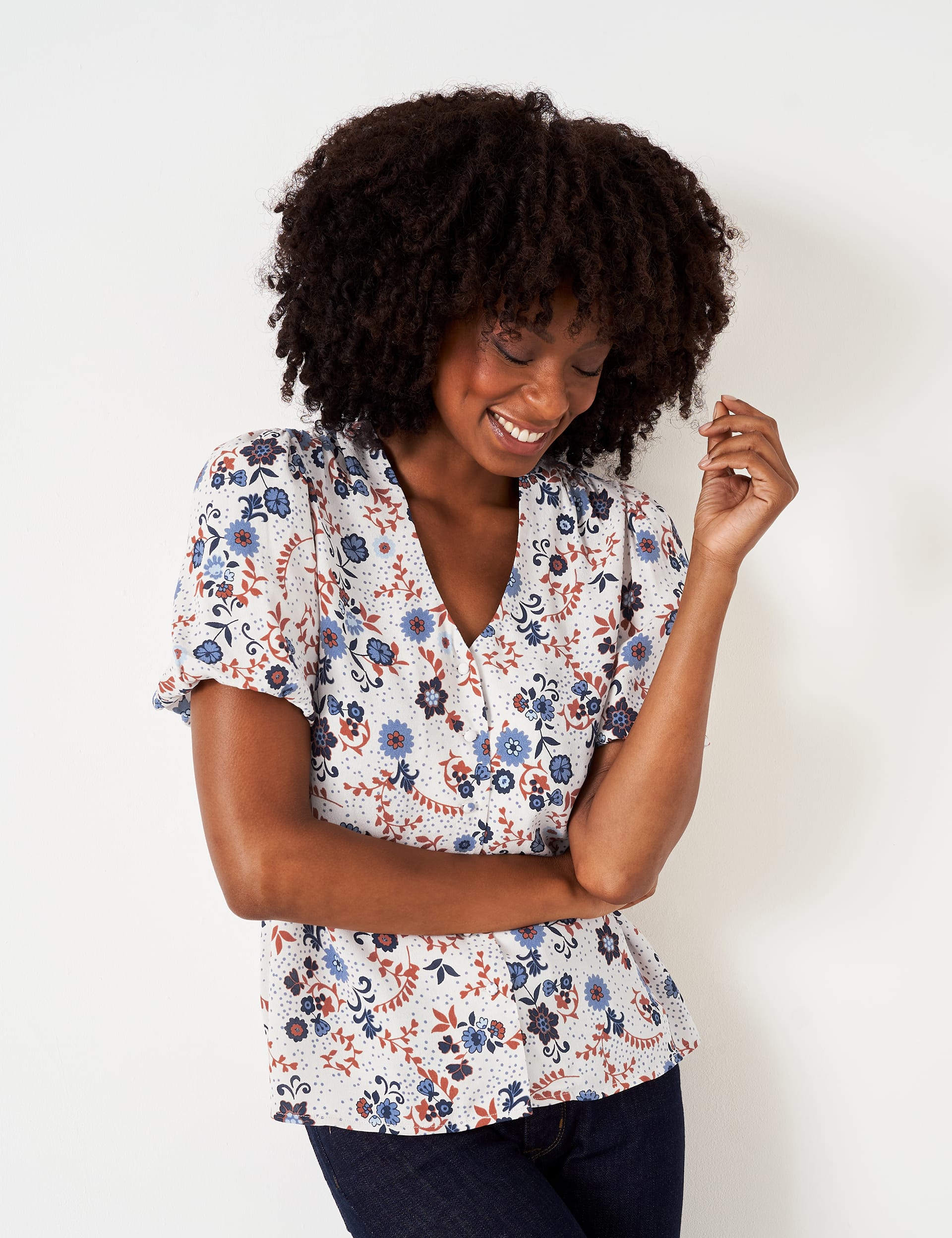 Floral V-Neck Blouse | Crew Clothing | M&S