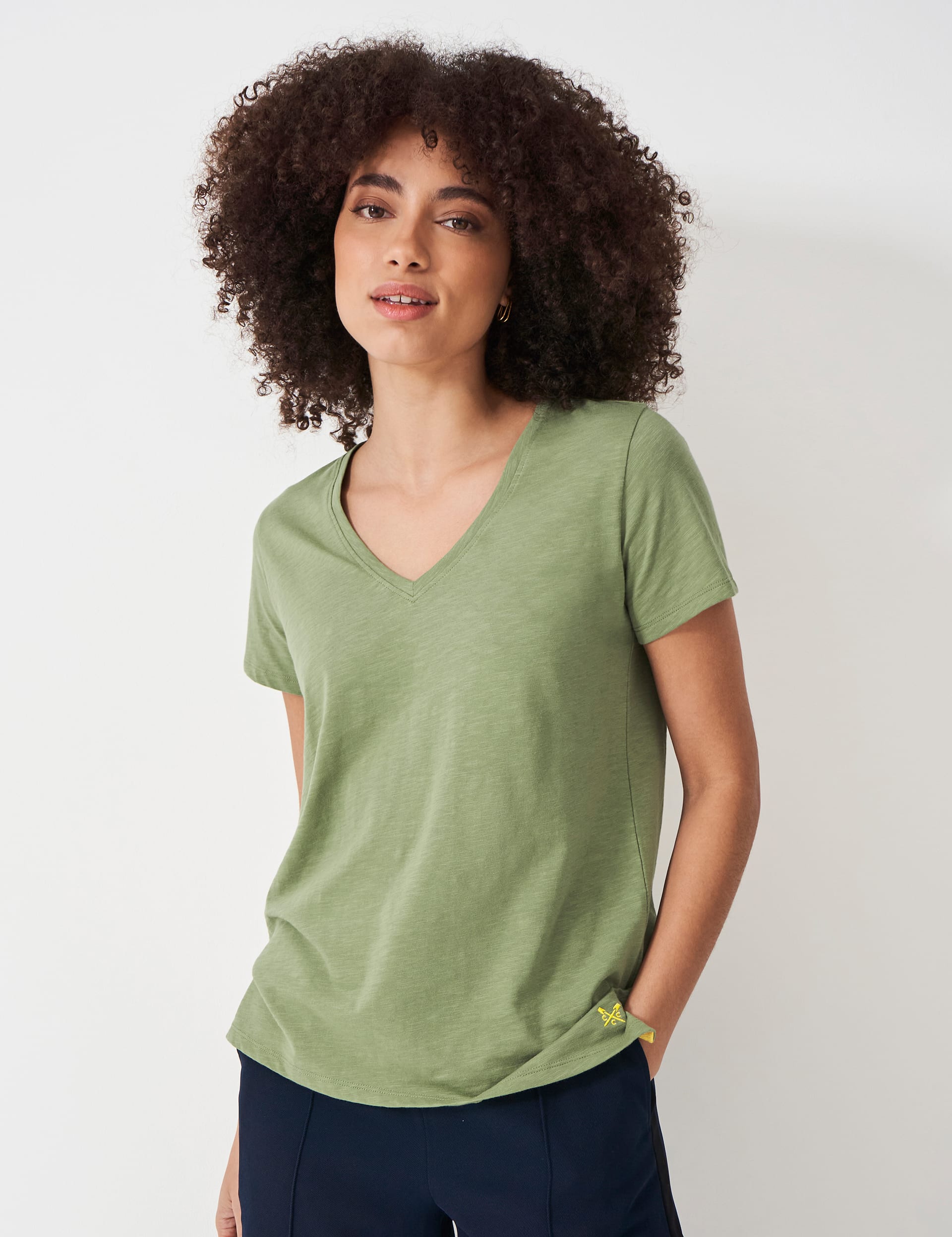 Pure Cotton Slub V-Neck T-Shirt | Crew Clothing | M&S
