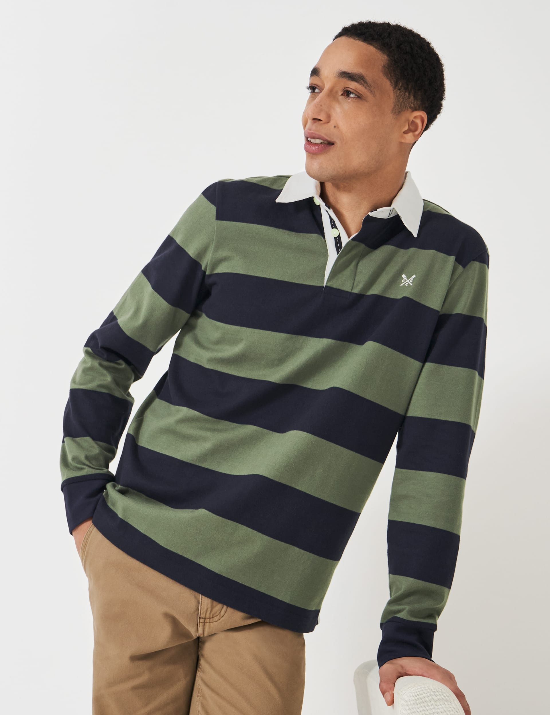 Pure Cotton Striped Long Sleeve Rugby Shirt | Crew Clothing | M&S