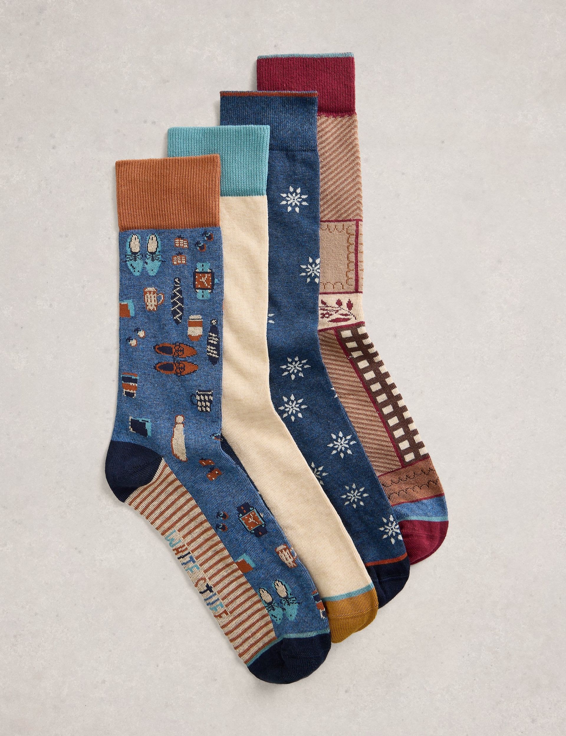 4 Pack Cotton Rich Assorted Socks | White Stuff | M&S