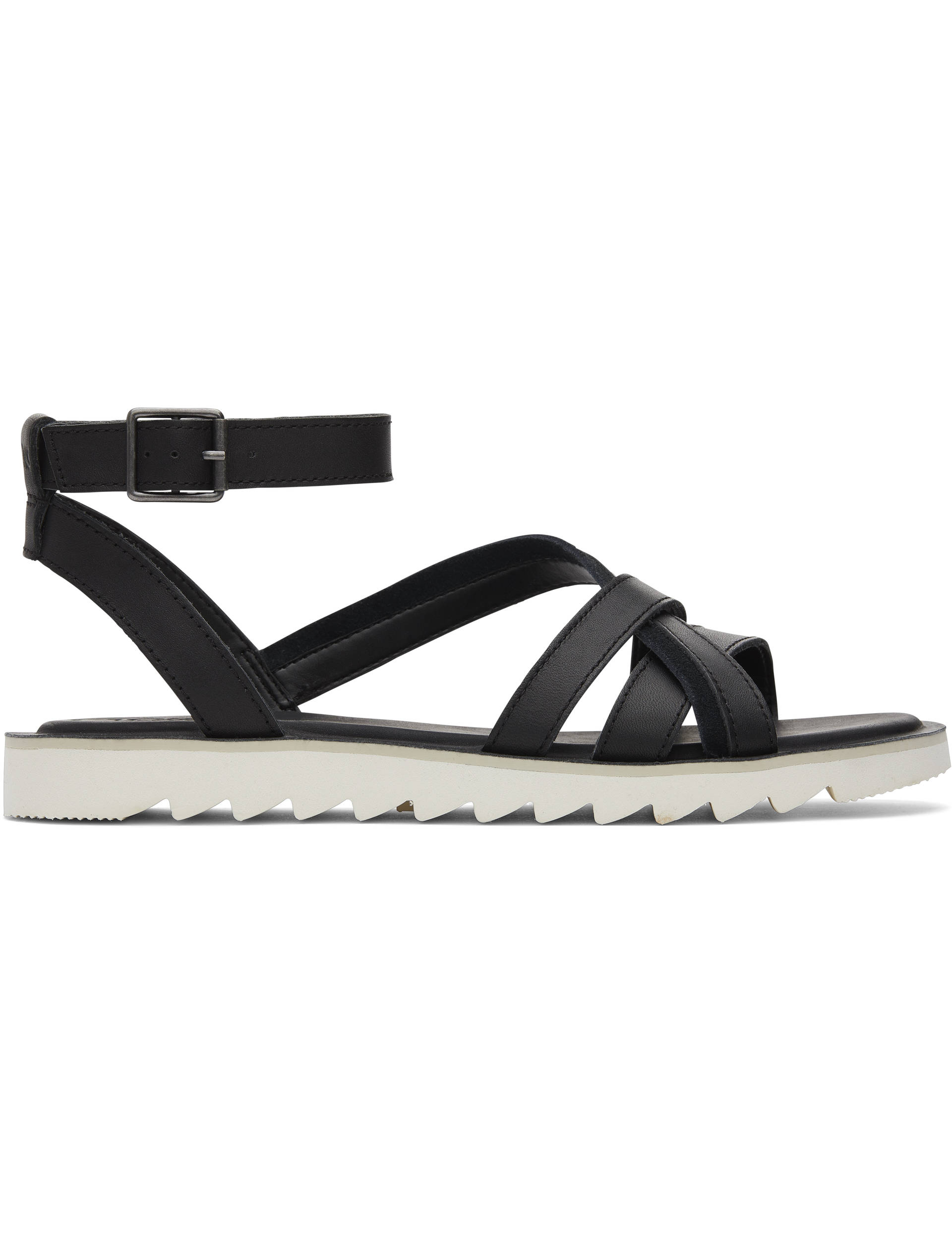 Leather Flatform Ankle Strap Sandals