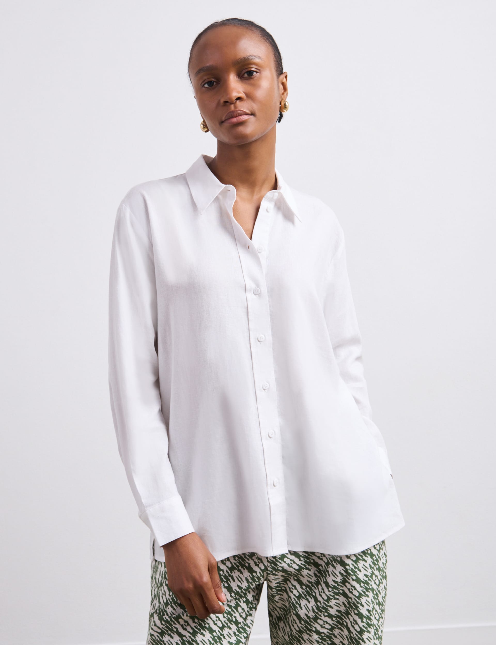 Linen Blend Collared Button Through Shirt | Finery London | M&S