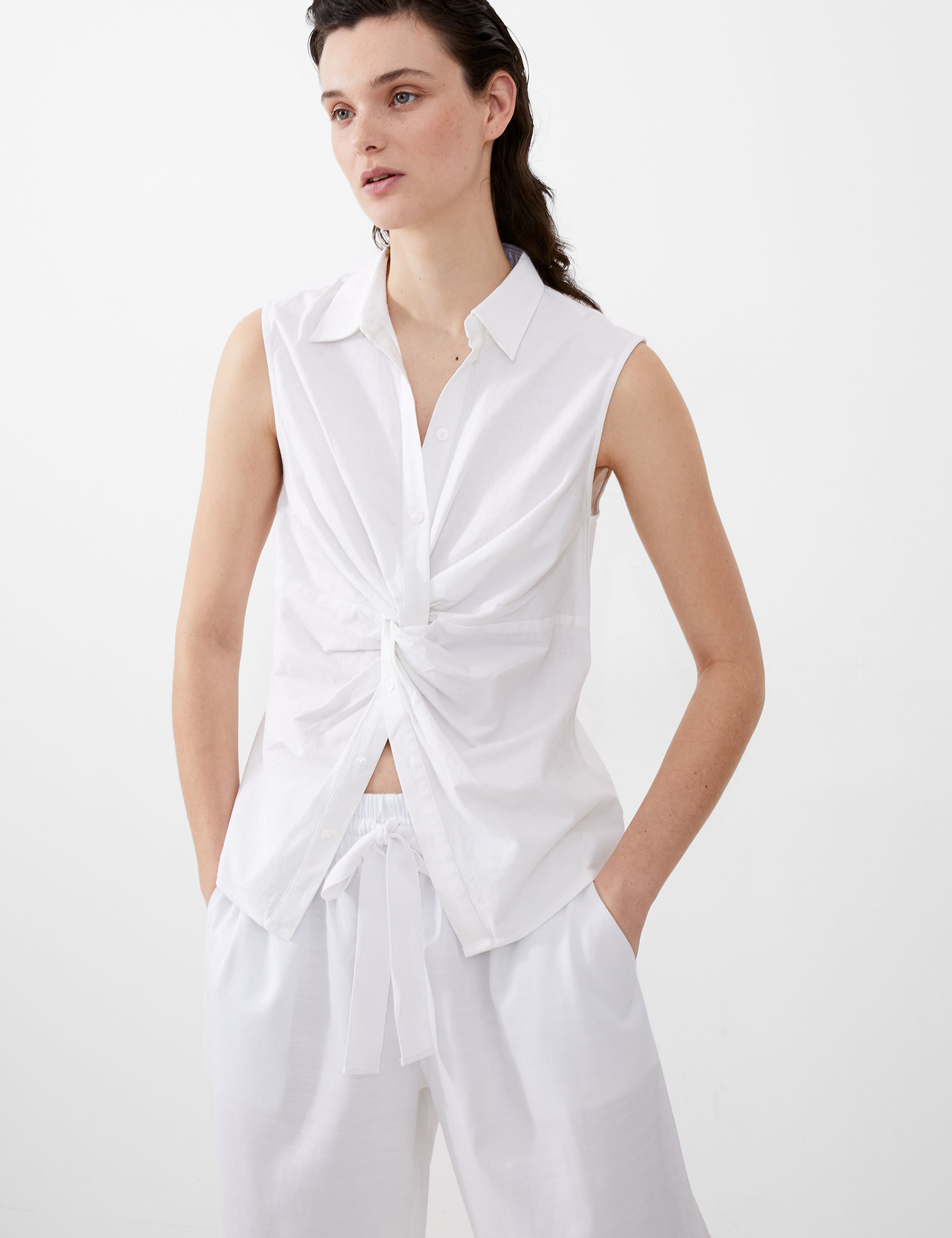 Linen Rich Collared Twist Front Shirt | French Connection | M&S