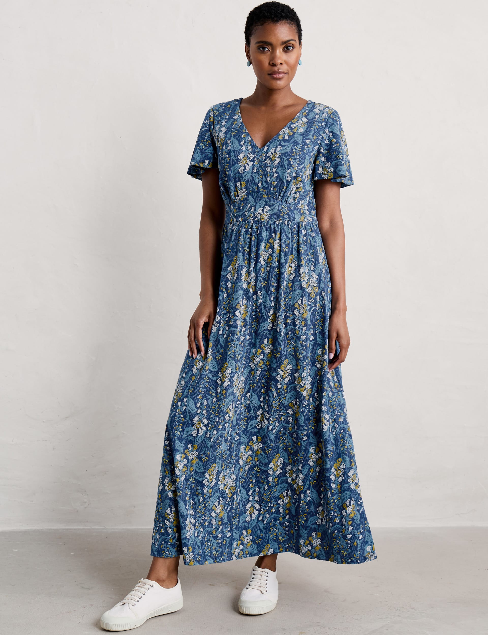 Pure Cotton Floral V-Neck Midaxi Dress | Seasalt Cornwall | M&S