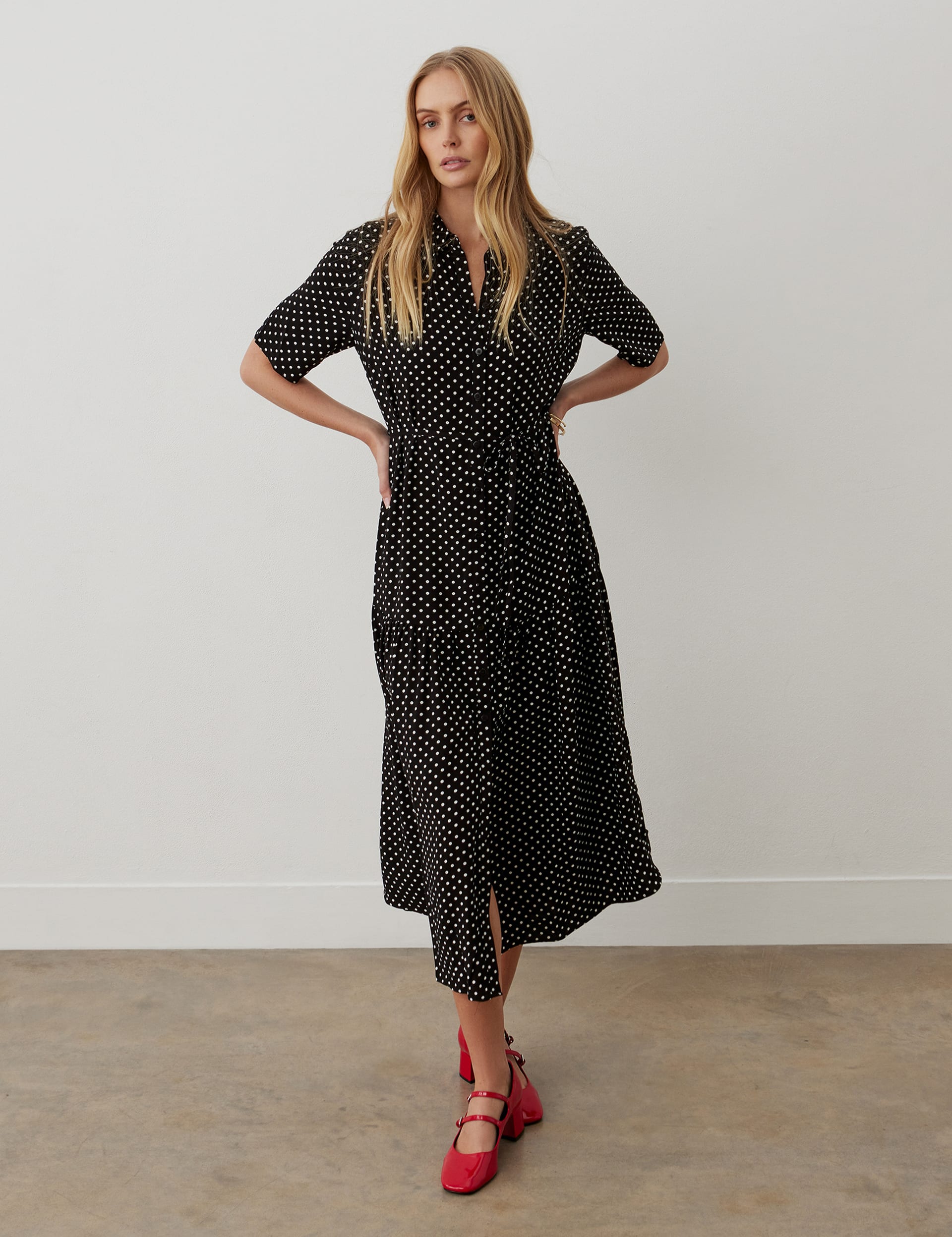 Polka Dot Button Through Midaxi Shirt Dress | Finery London | M&S