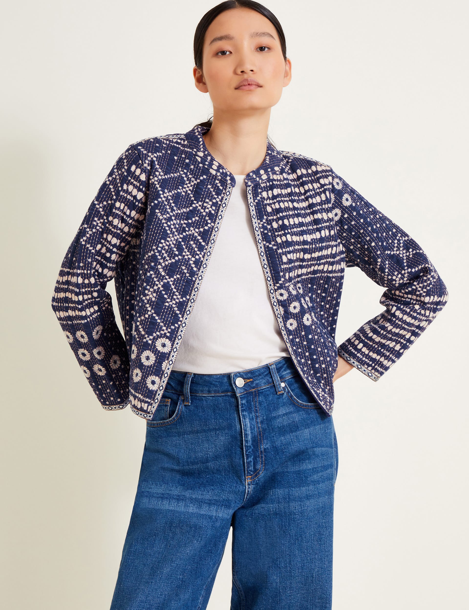 Women's Essential Short Sleeve Pleats Jacket - Blue