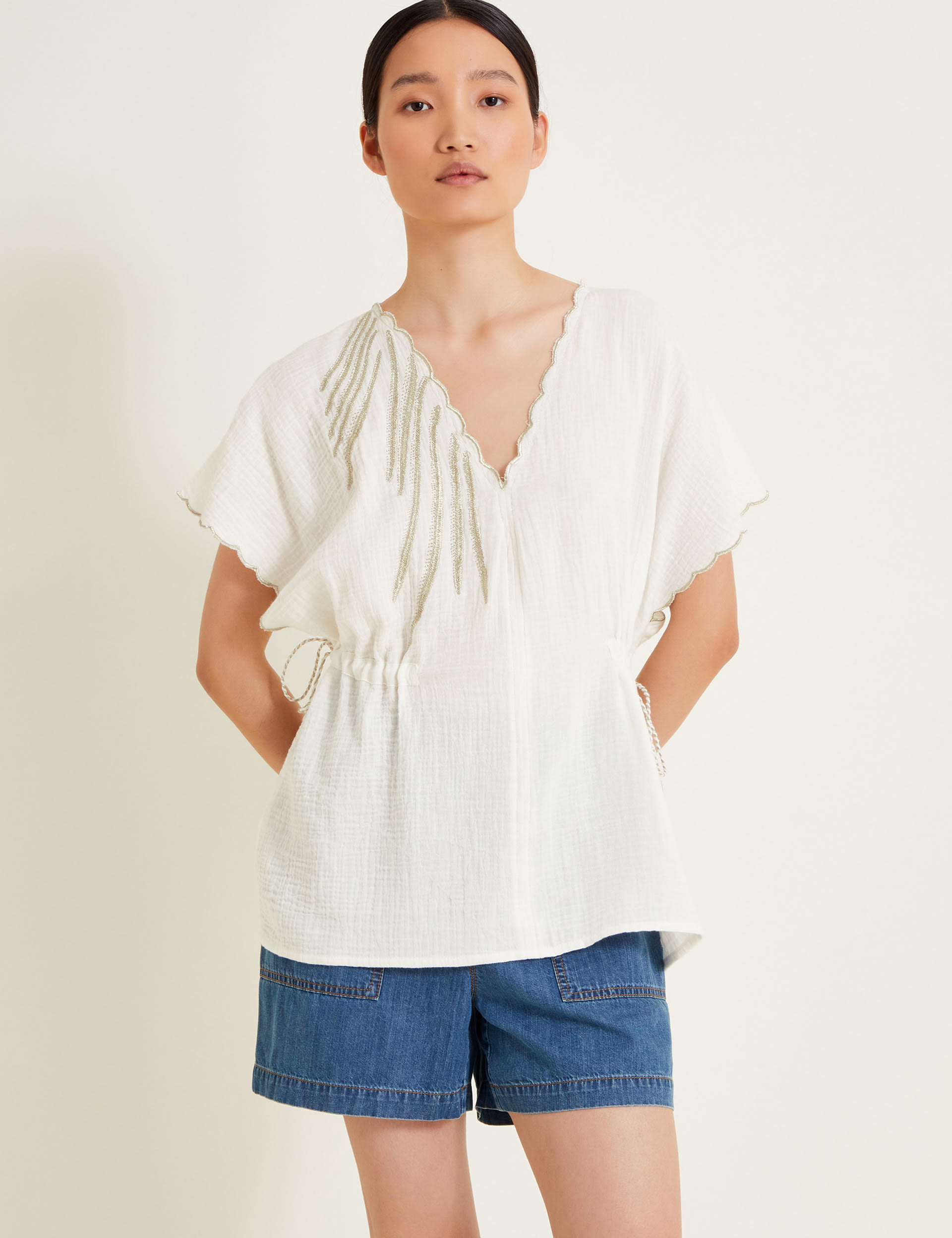 Pure Cotton Embroidered Top | Monsoon | M&S