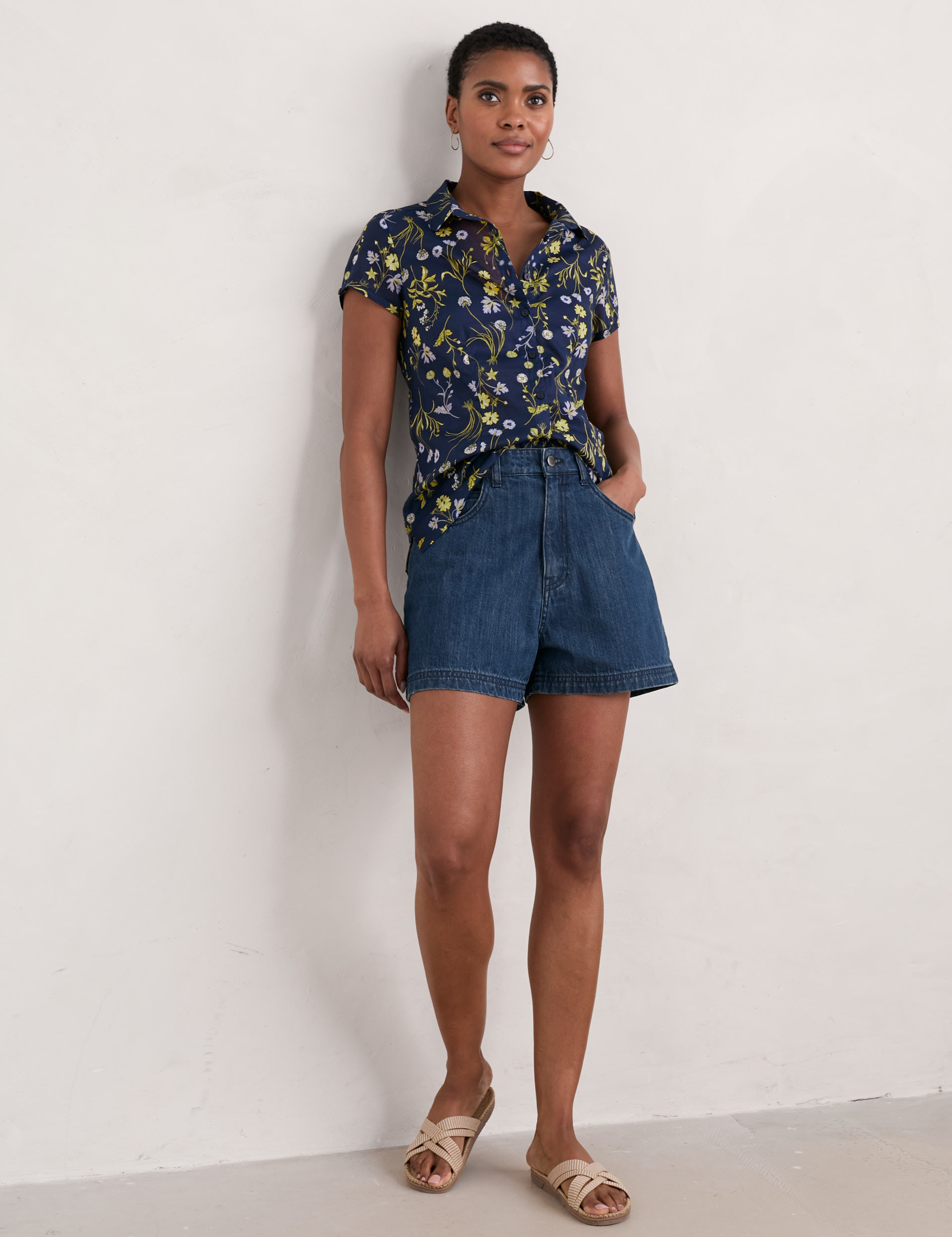 Pure Cotton Floral Collared Shirt