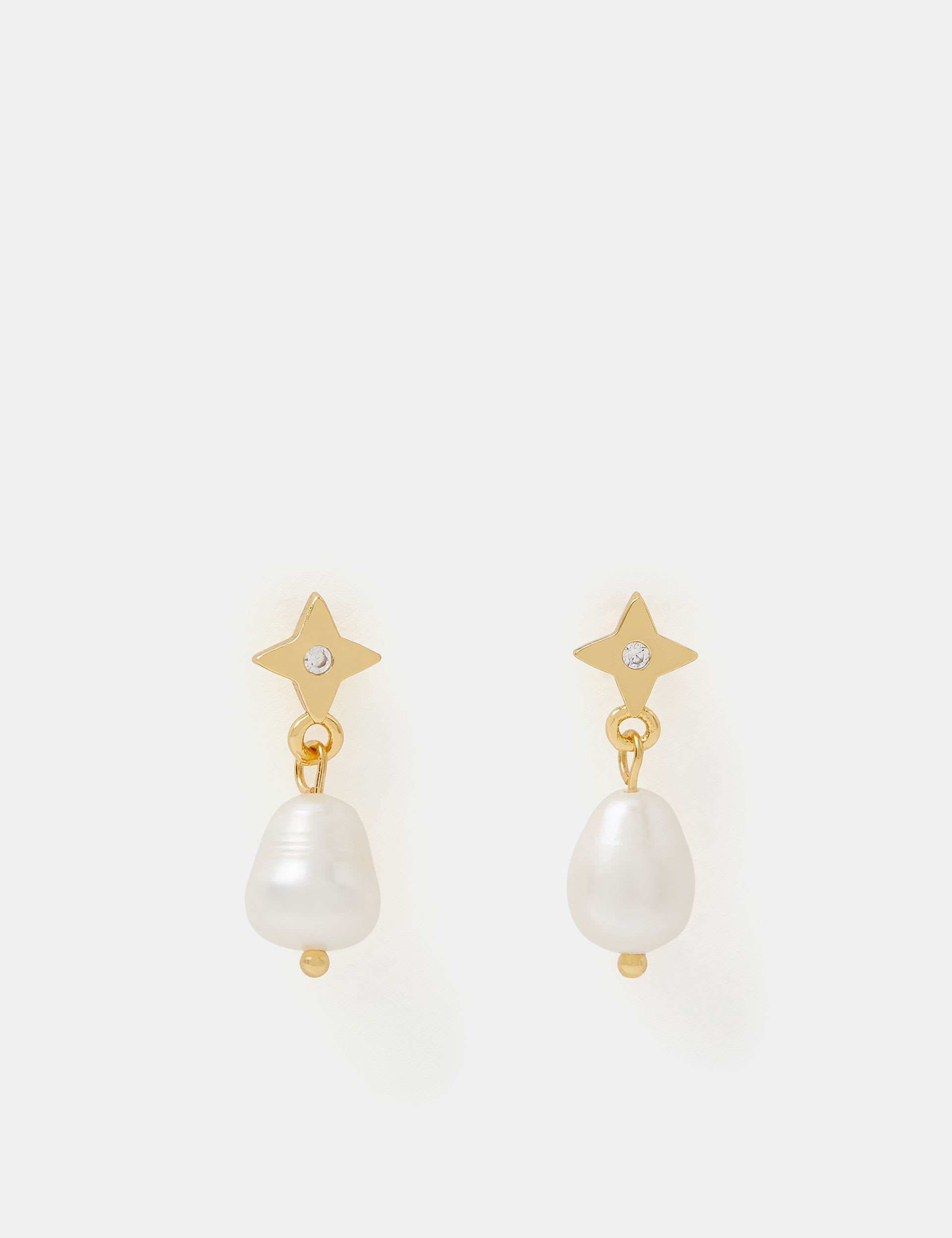 14ct Gold Plated Pearl Drop Earrings