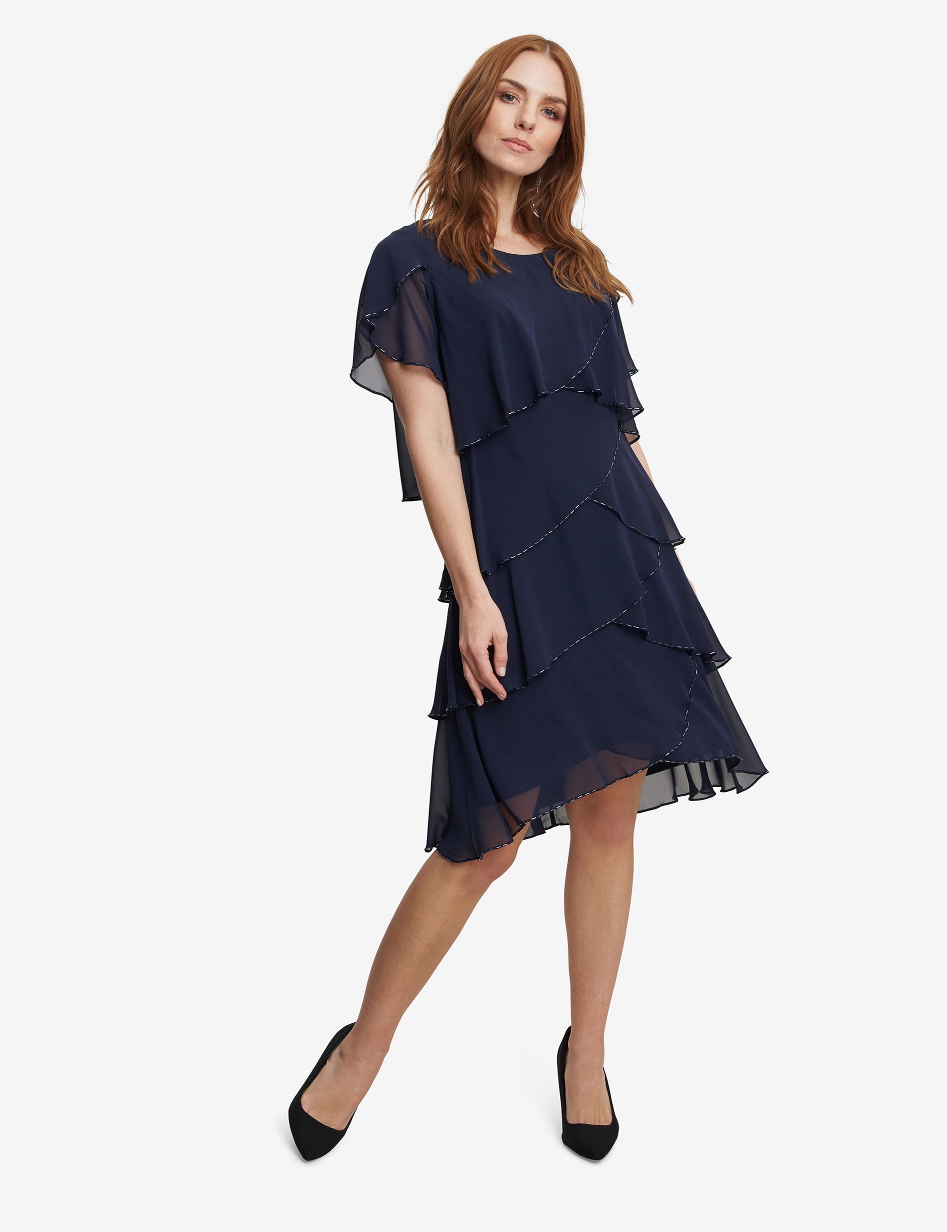 Chiffon Ruffle Knee Length Tiered Dress | Gina Bacconi | M&S