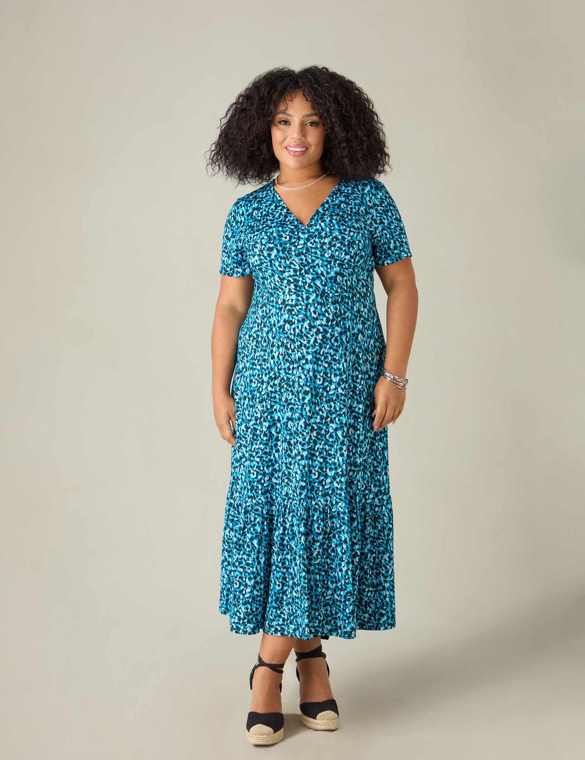 Printed V-Neck Midi Wrap Dress | Live Unlimited London | M&S