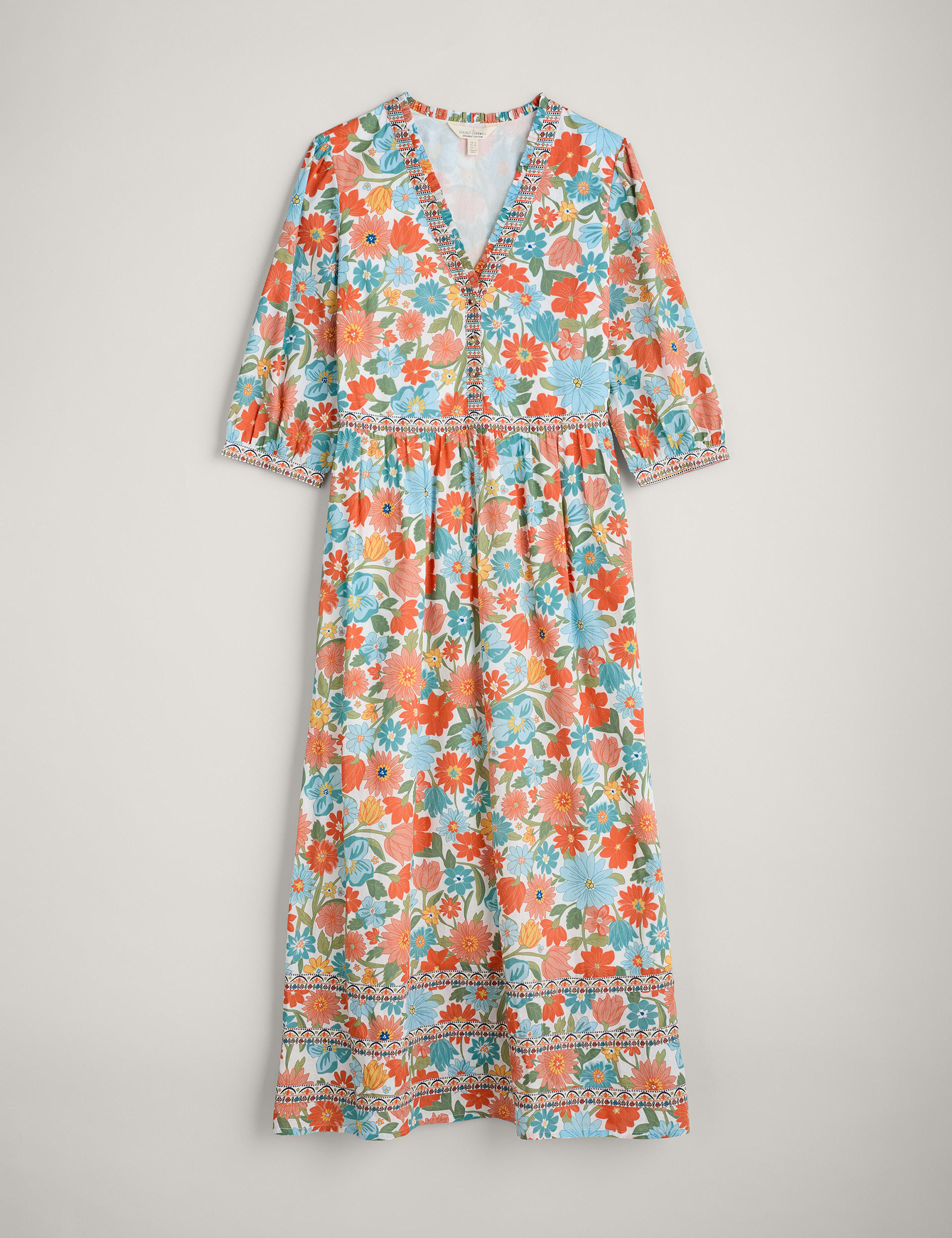 Pure Cotton Floral Maxi Waisted Dress