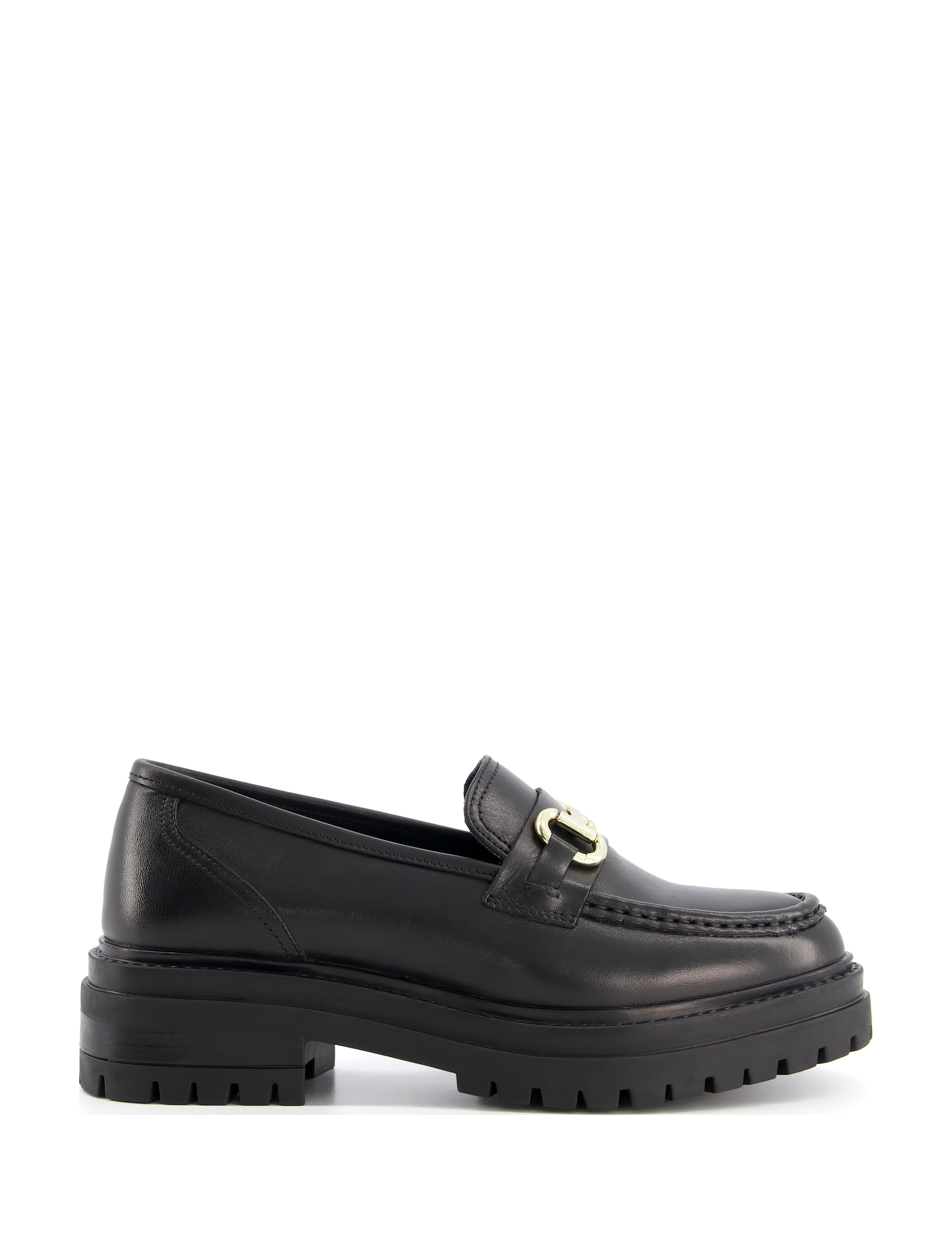 Wide Fit Leather Bar Chunky Flat Loafers | Dune London | M&S