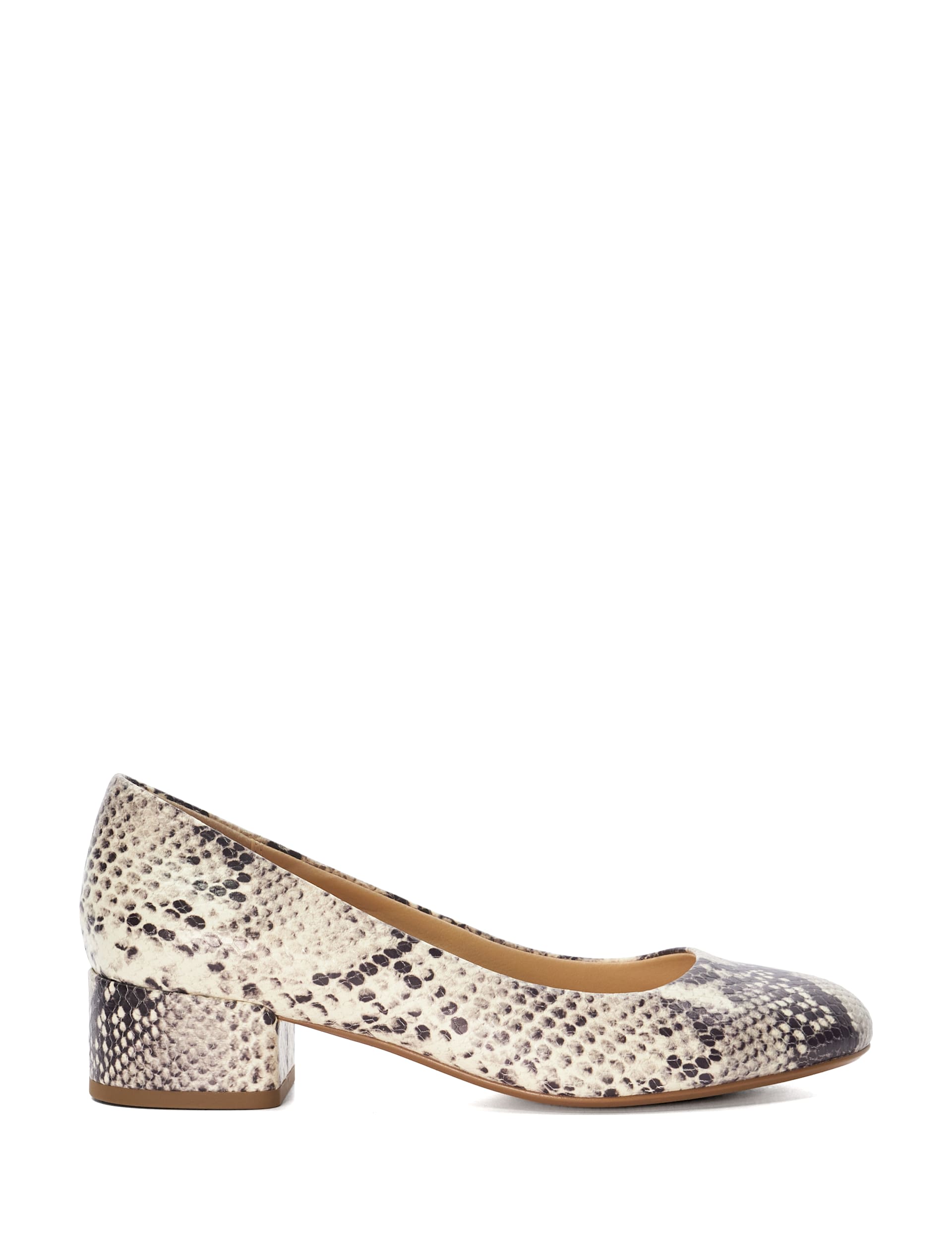 Leather Animal Print Block Heel Court Shoes | Dune London | M&S