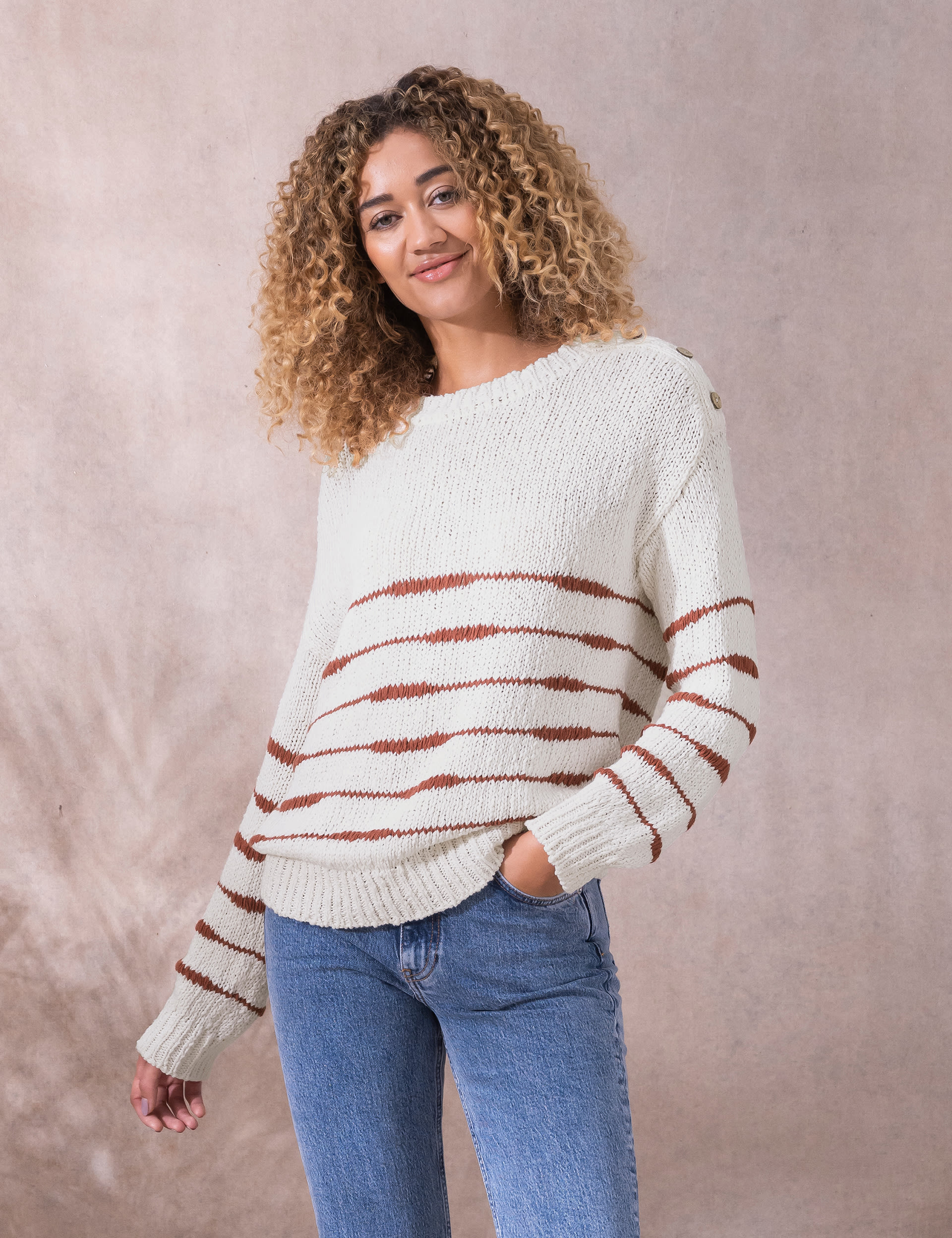 Linen Blend Striped Crew Neck Jumper | Celtic & Co. | M&S