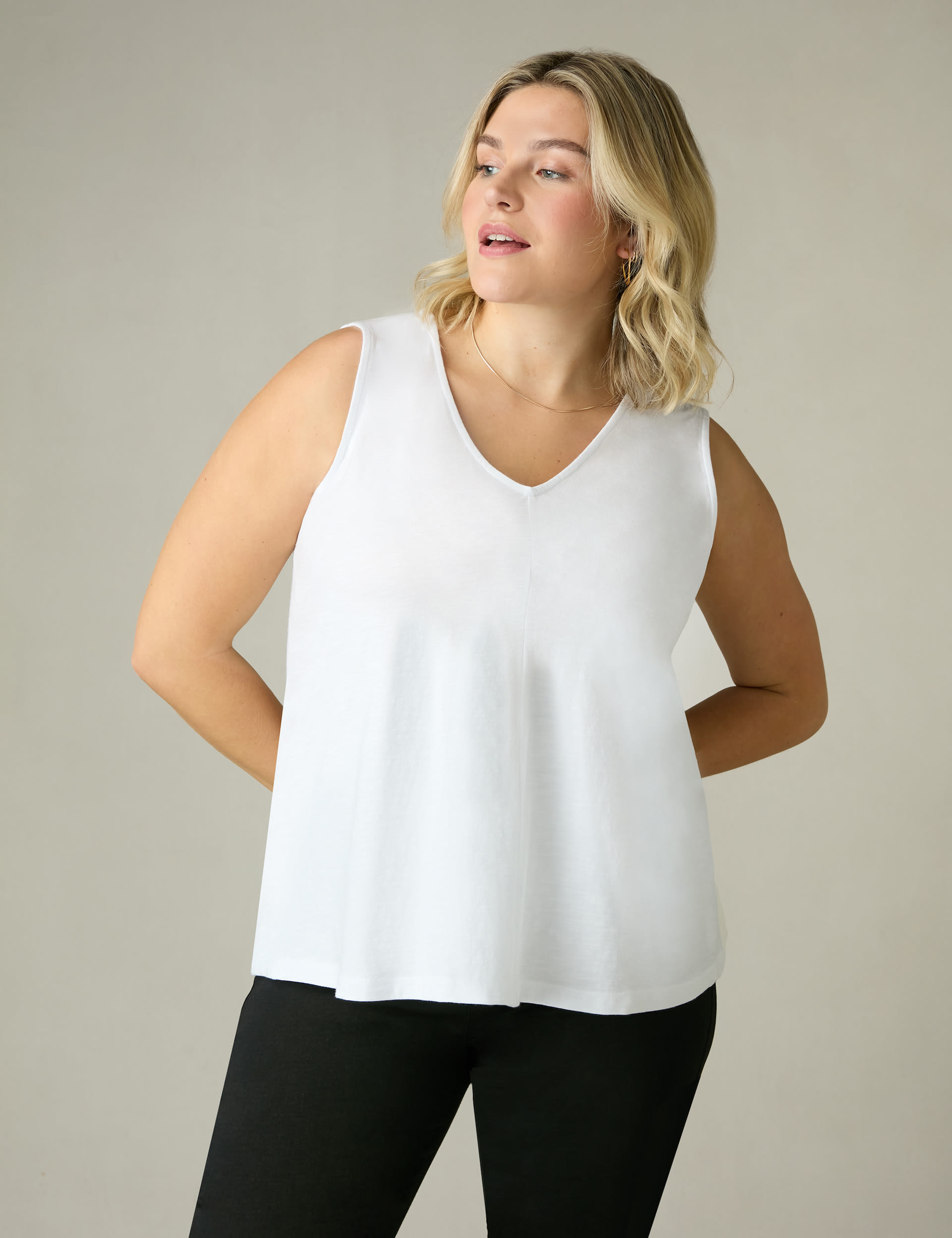 Pure Cotton V-Neck Relaxed Vest | Live Unlimited London | M&S