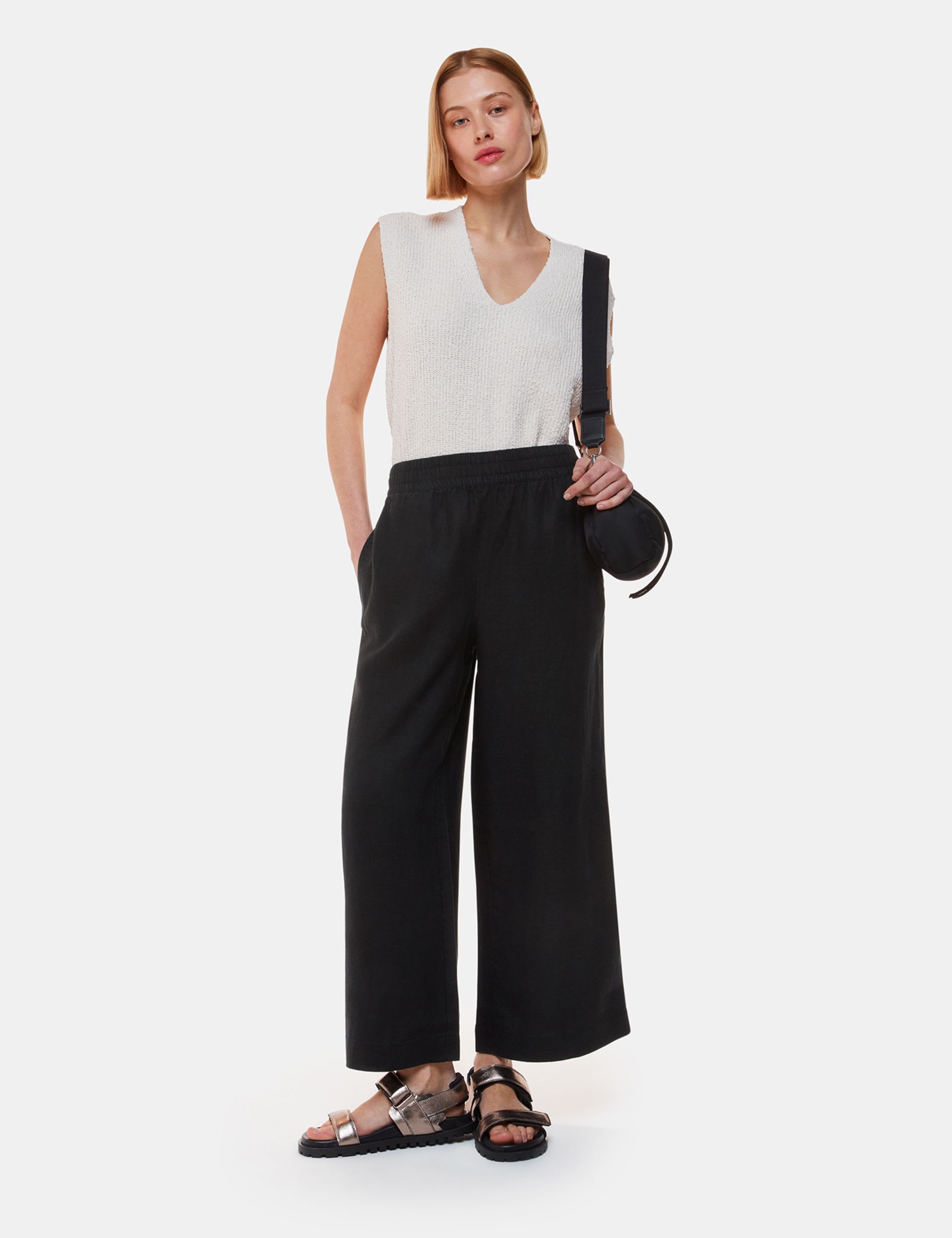 Mink Wide-leg Linen Trousers 17310 main image 0